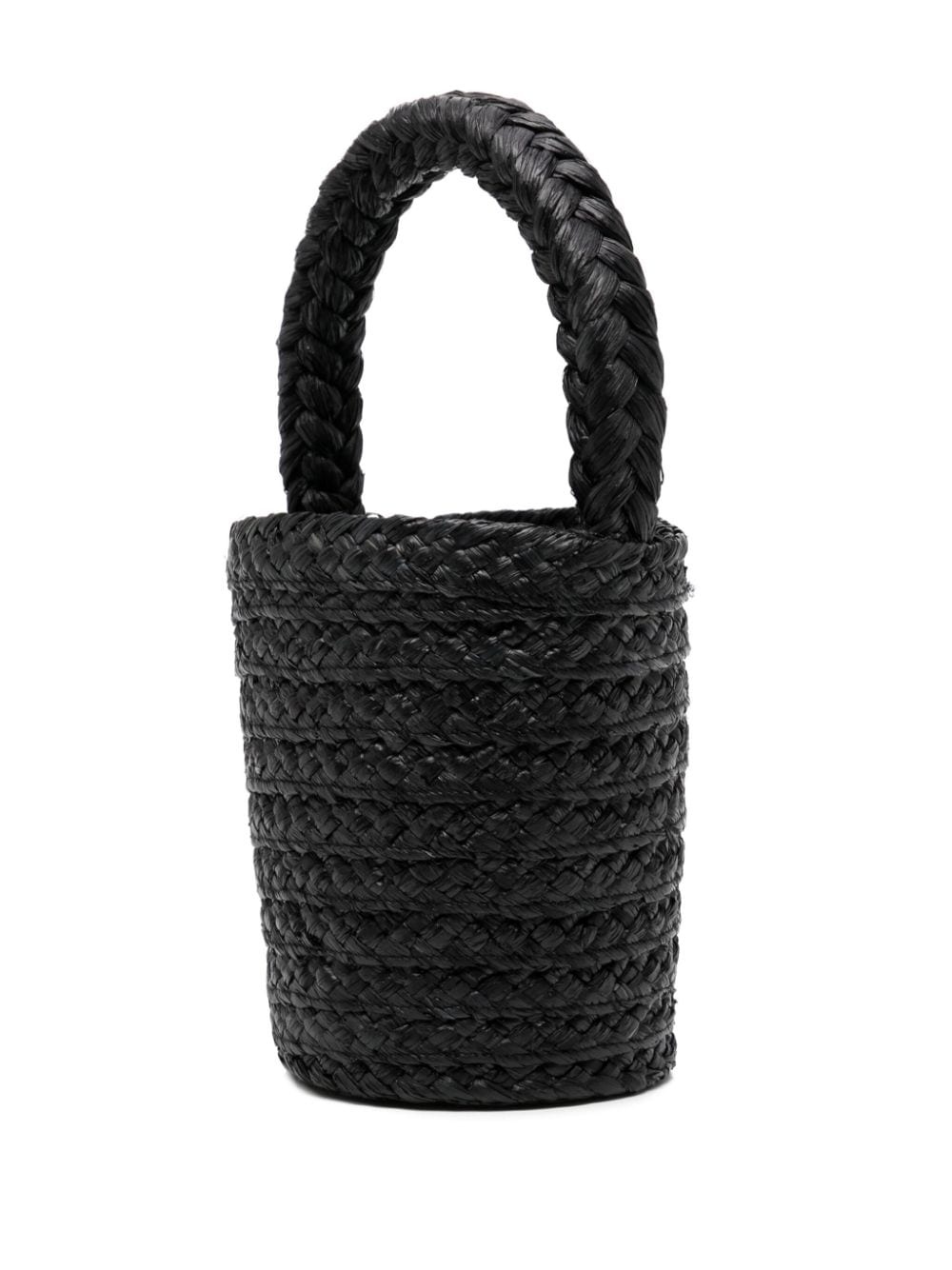 plaque-detail raffia bucket bag - 3