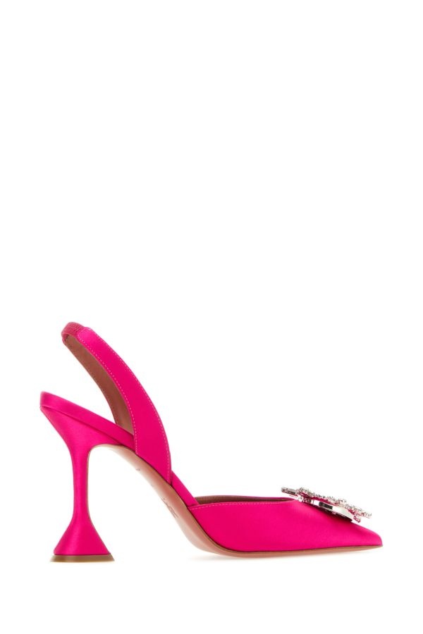 Amina Muaddi Woman Fuchsia Satin Begum Pumps - 3