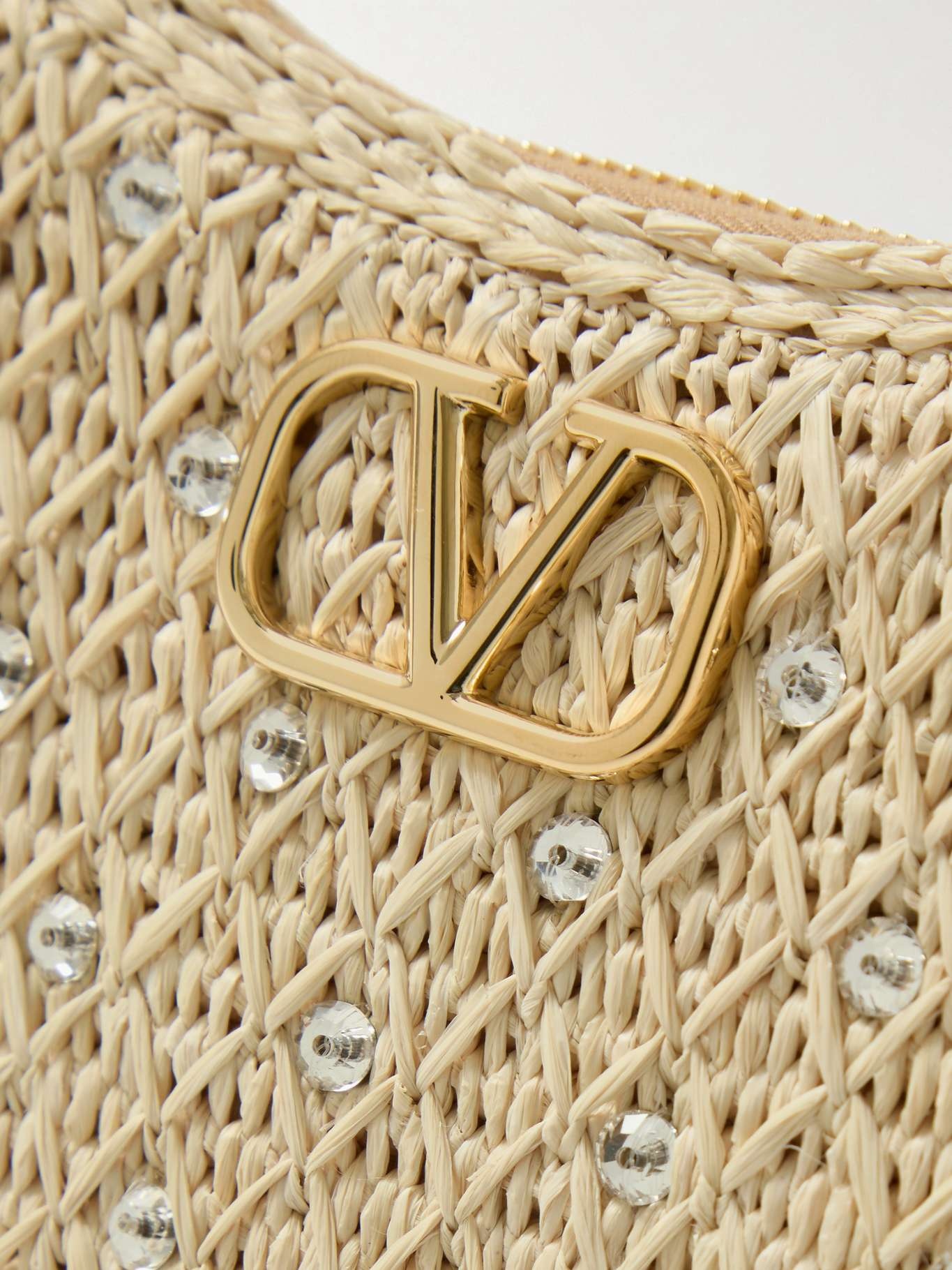ハンドバッグ VALENTINO EMBELLISHED RAFFIA VLOGO SIGNATURE HANDBAG Valentino VLOGO Signature mini embellished raffia and