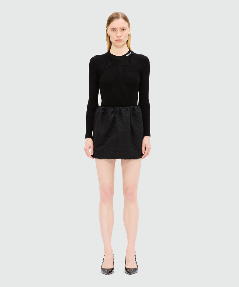 MSGM Black miniskirt in cool wool with tulle layer outlook
