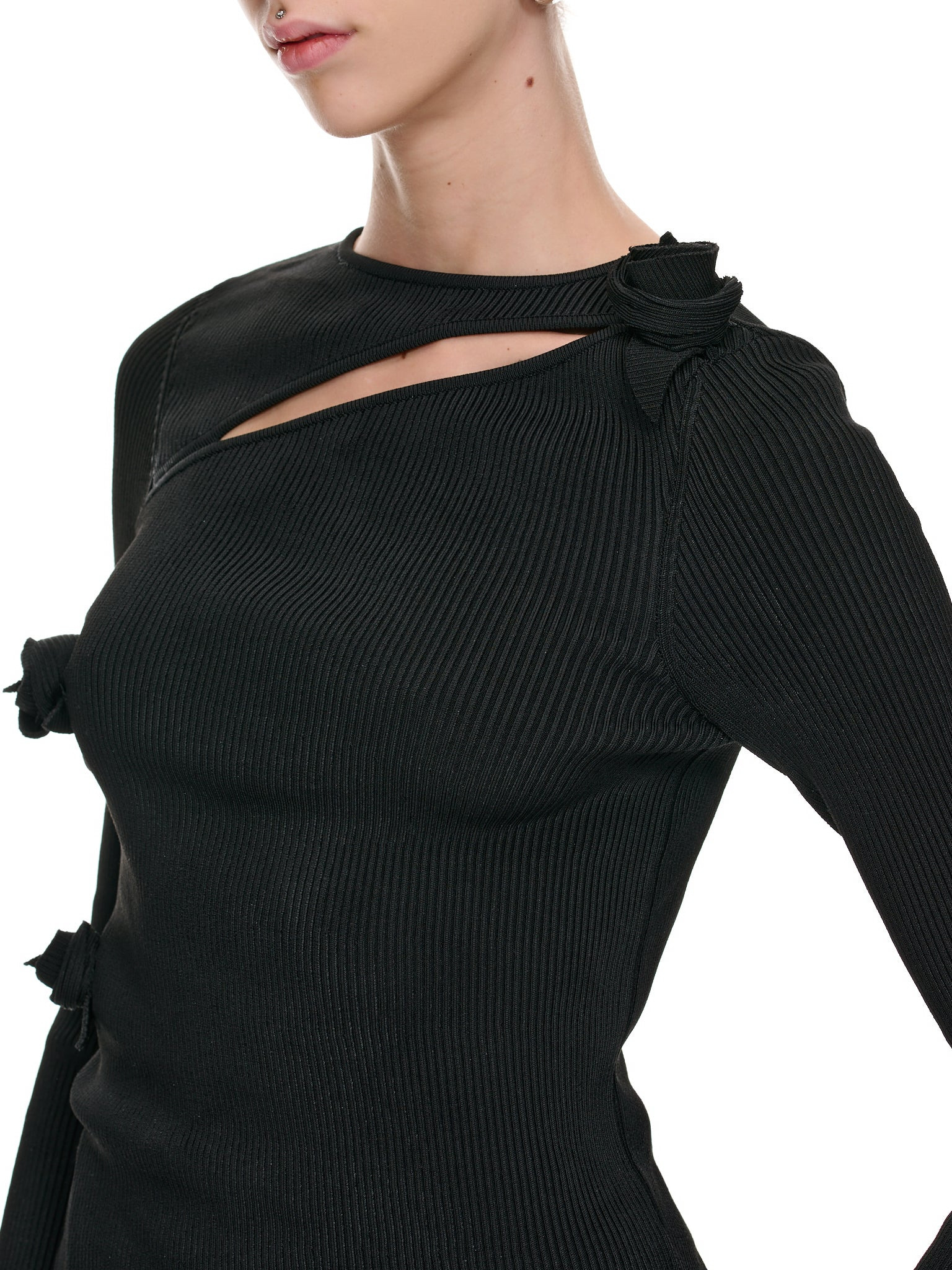 Asymmetric Rib Flower Top - 5