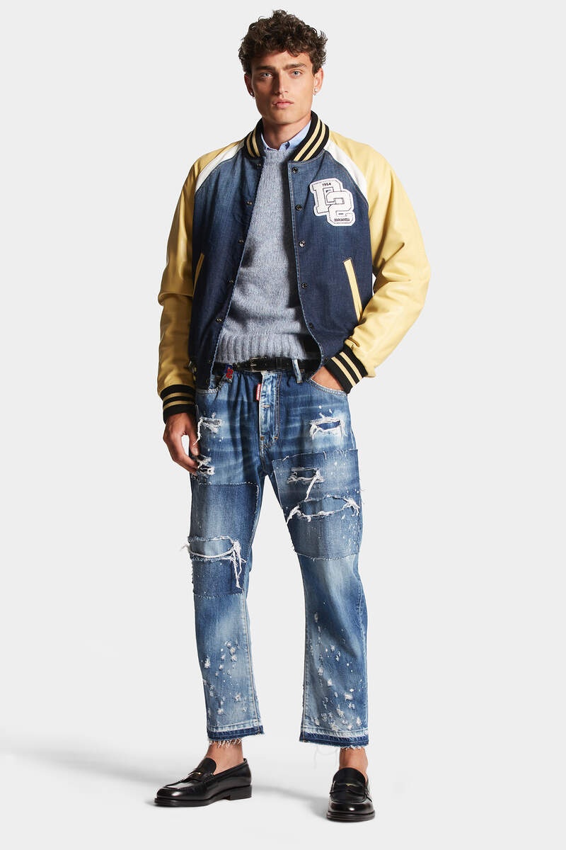 【関税送料込】DSquared2 STREET COLLEGE BOMBER JACKET DSQUARED2 DSQUARED2 'COLLEGE' YELLOW AND BLUE VARSITY JACKET