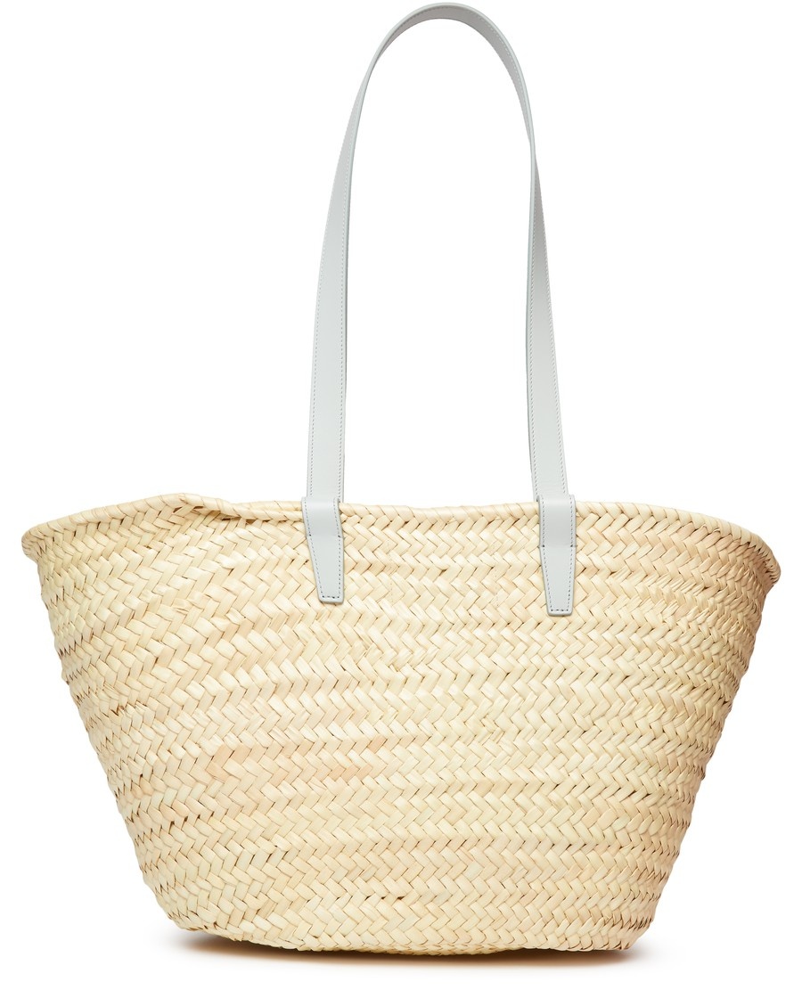 Medium Triomphe Celine classic panier in palm leaves and calfskin - 3