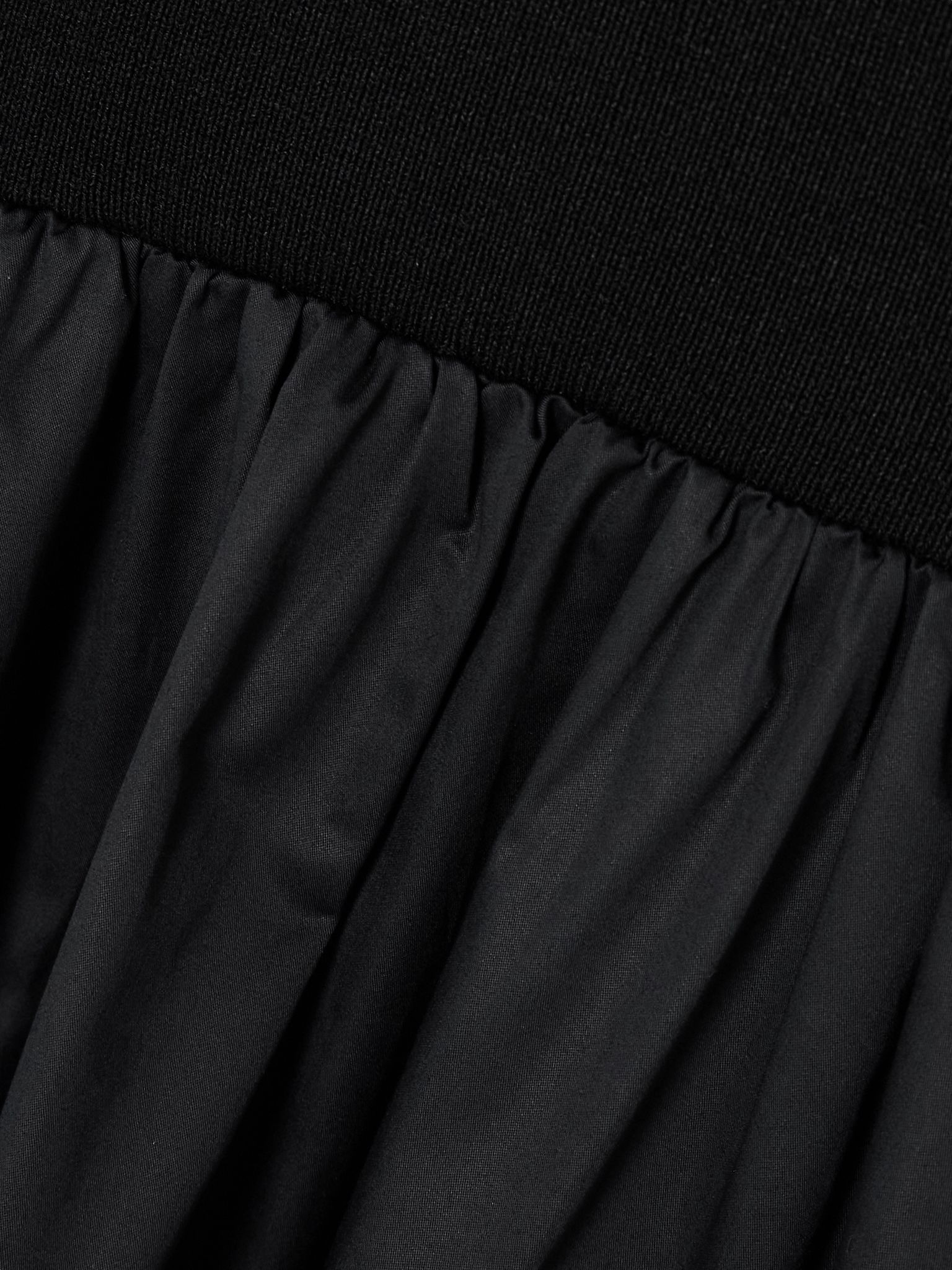 Cutout ribbed-knit and cotton-poplin maxi dress Black - 4