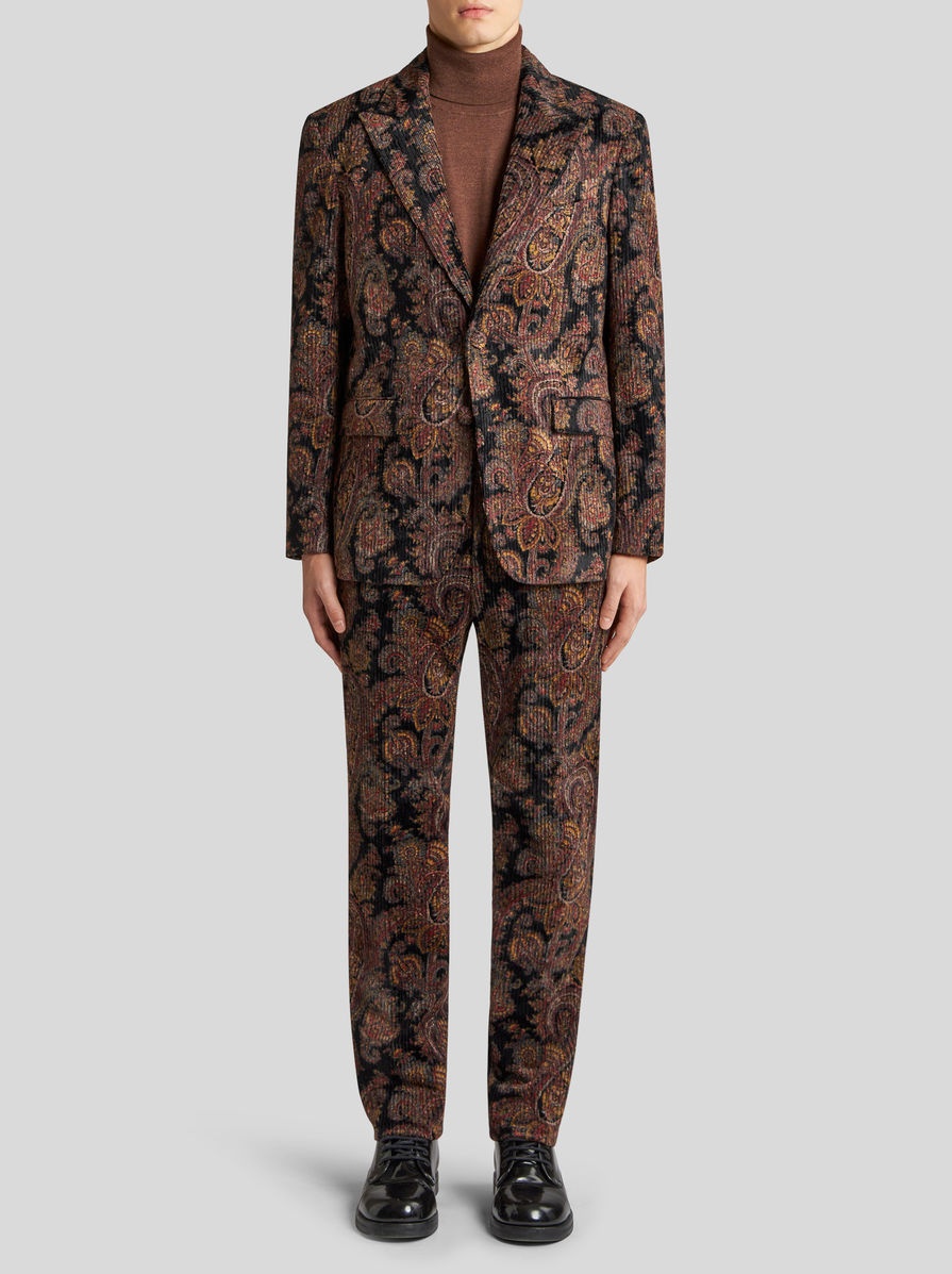 PRINTED RIBBED VELVET TROUSERS - 4