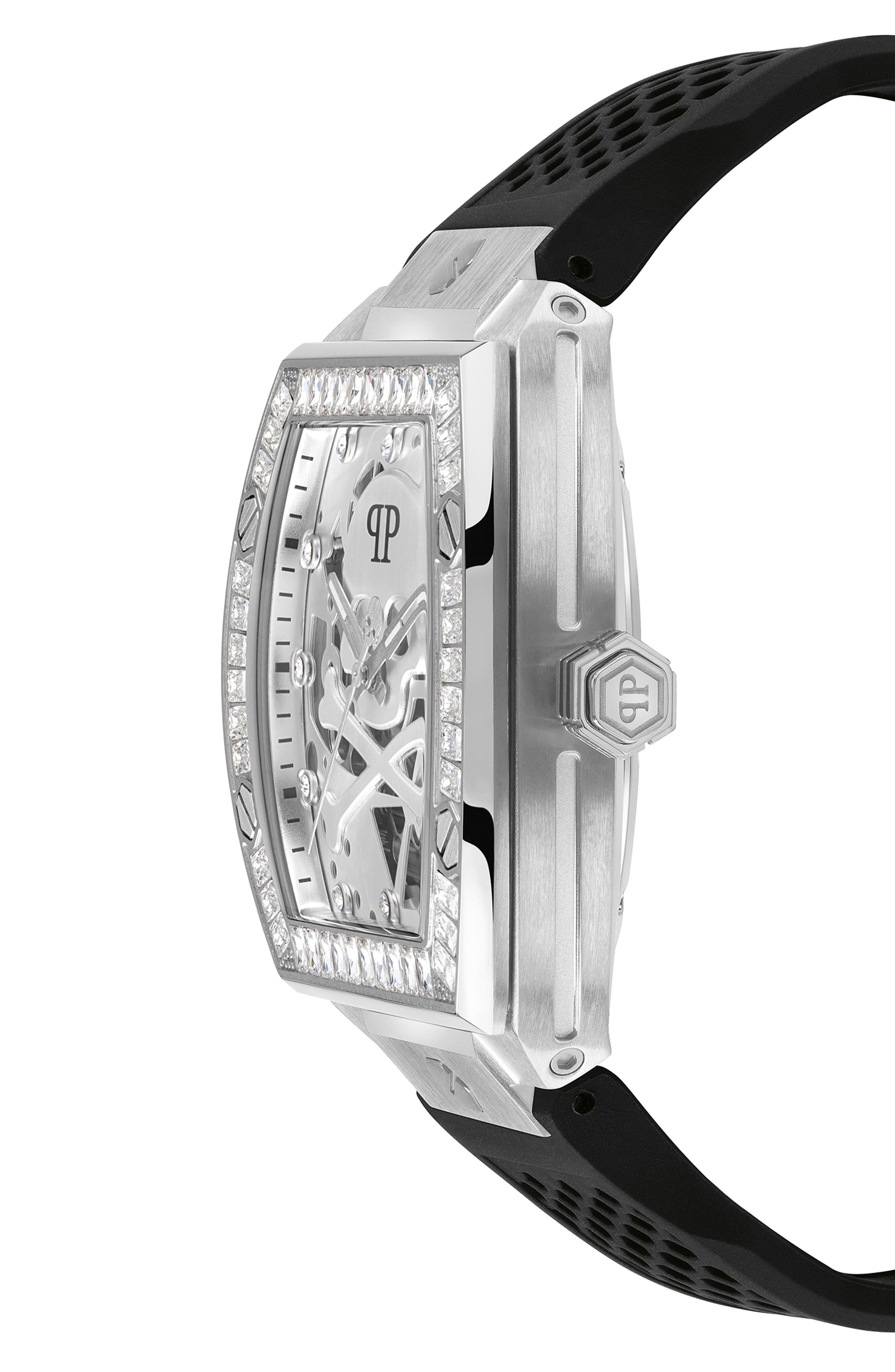 The Skeleton Silicone Strap Watch, 44mm - 5