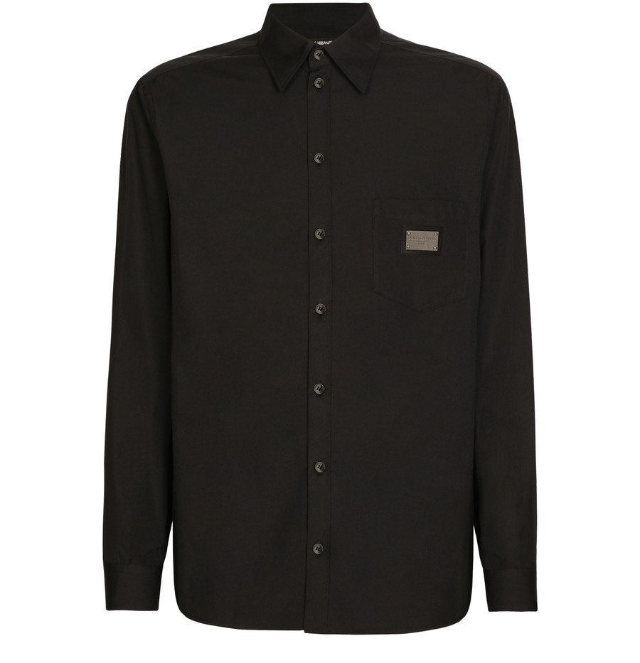Cotton Martini-fit shirt with branded tag - 1