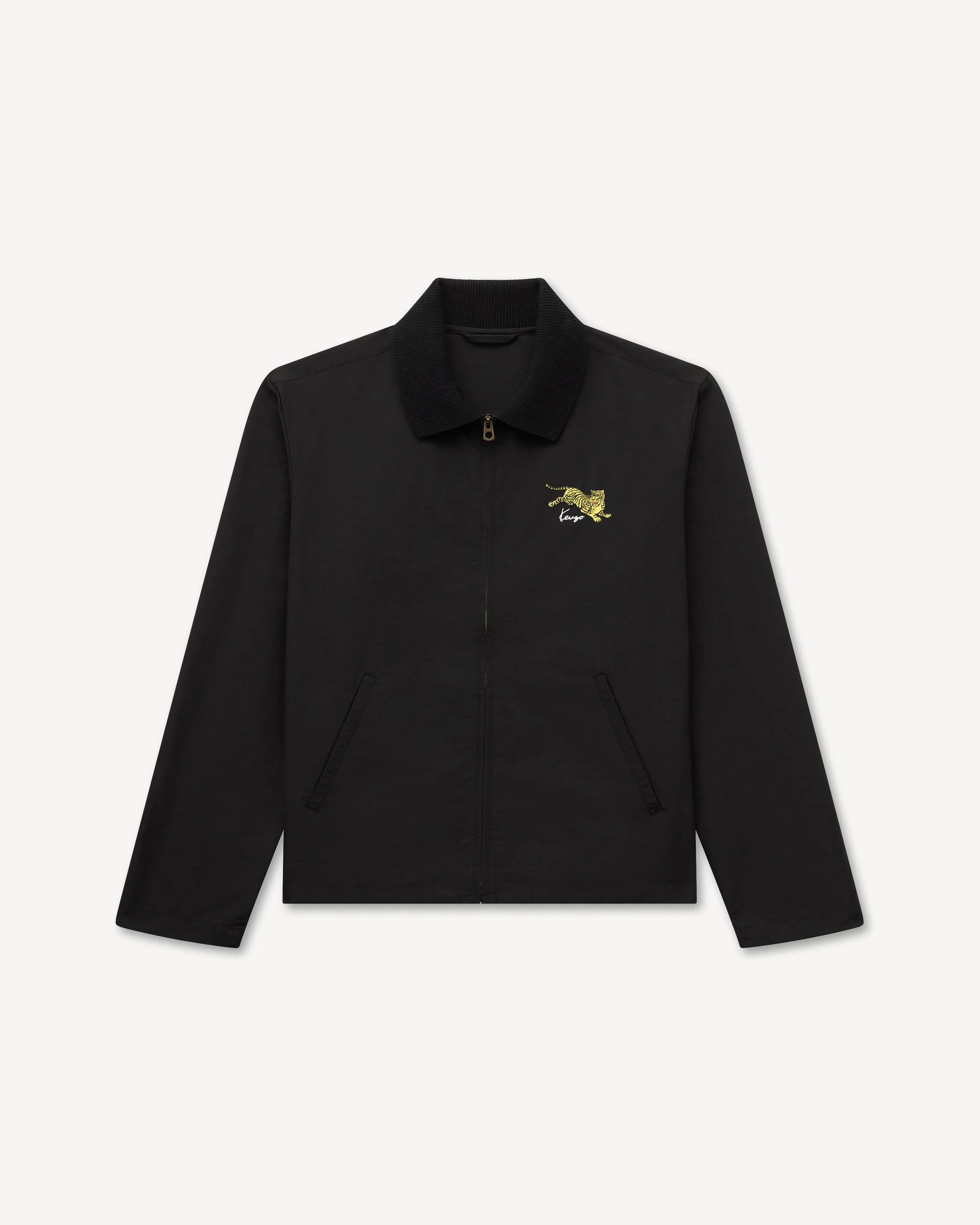 'KENZO Jumping Tiger' embroidered zipped coach jacket in mixed cotton - 1