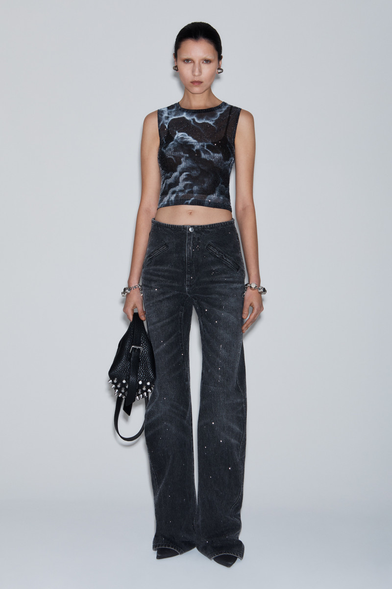 crystal hotfix cloud-print tank in organza jersey 4
