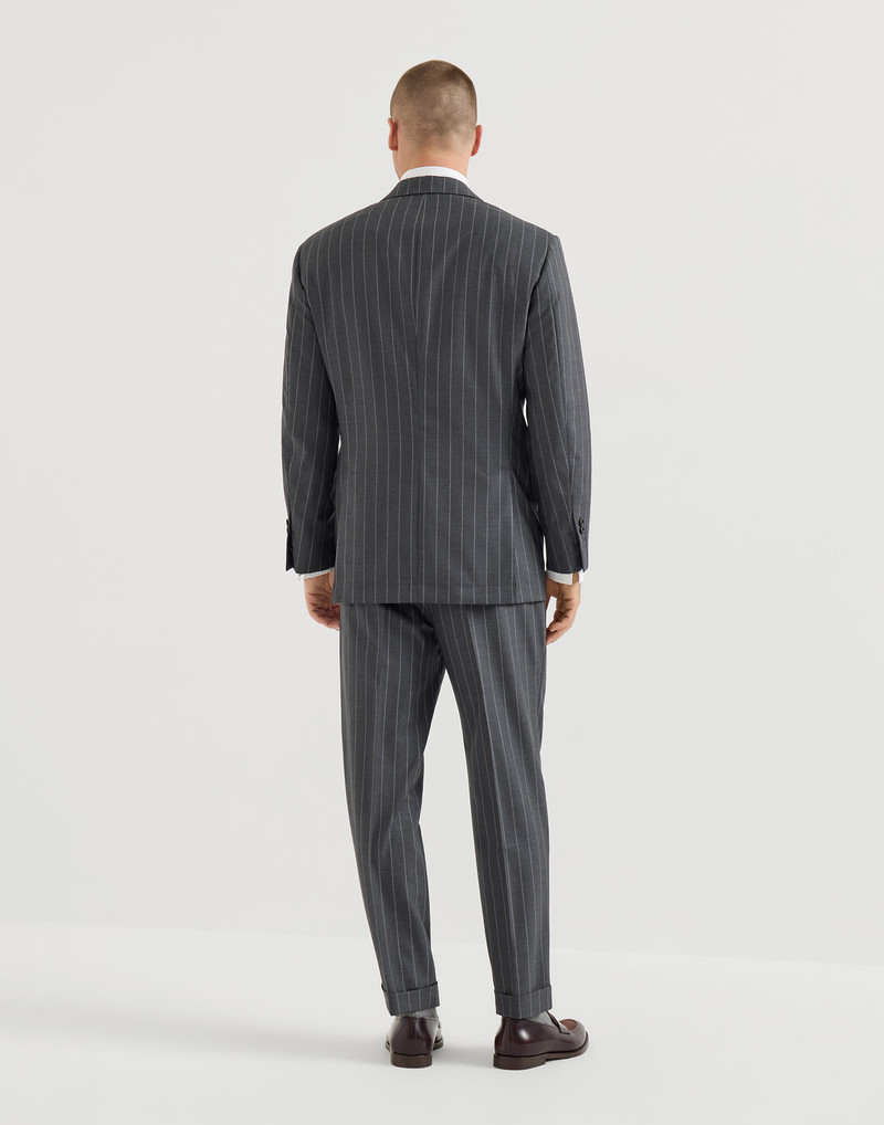 Super 150s virgin wool wide chalk stripe batavia Tailor suit: peak-lapel jacket and pleated trousers 2