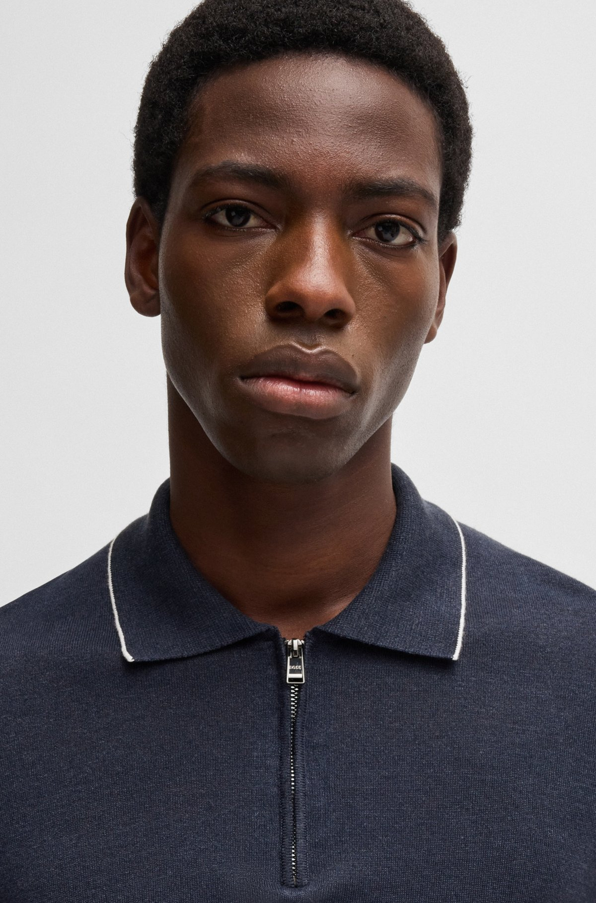 LINEN-BLEND SWEATER WITH ZIP PLACKET - 3