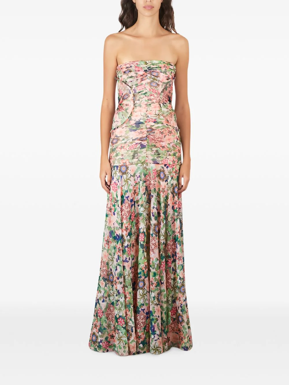 Kristie floral-print strapless maxi dress - 1