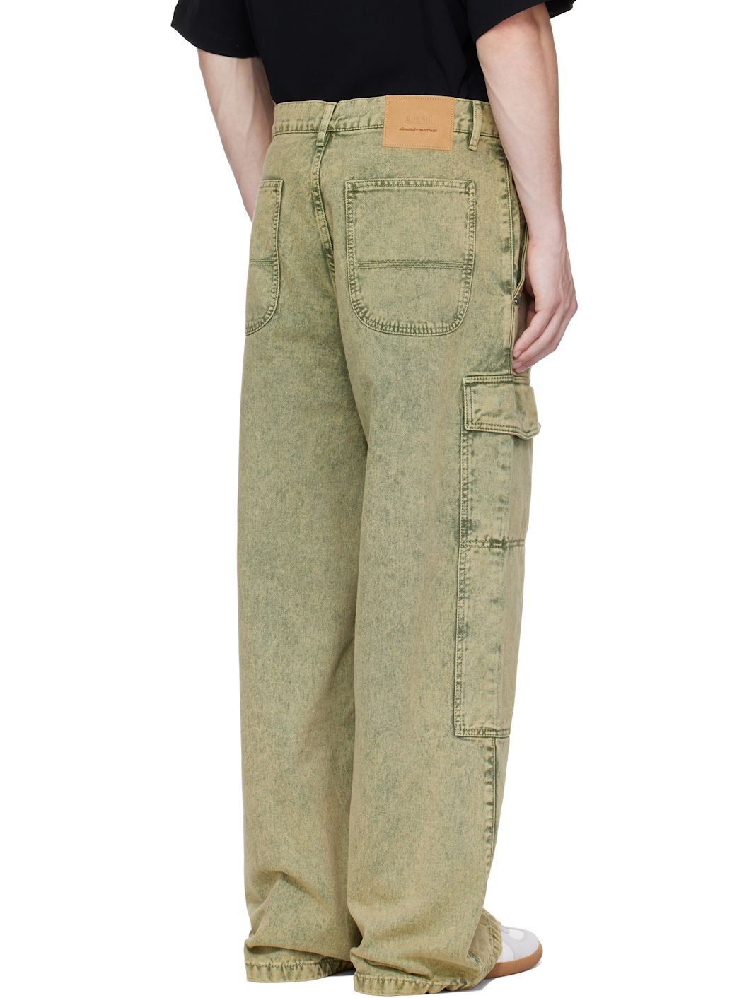 Khaki Cotton Wide Fit Denim Cargo Pants - 3