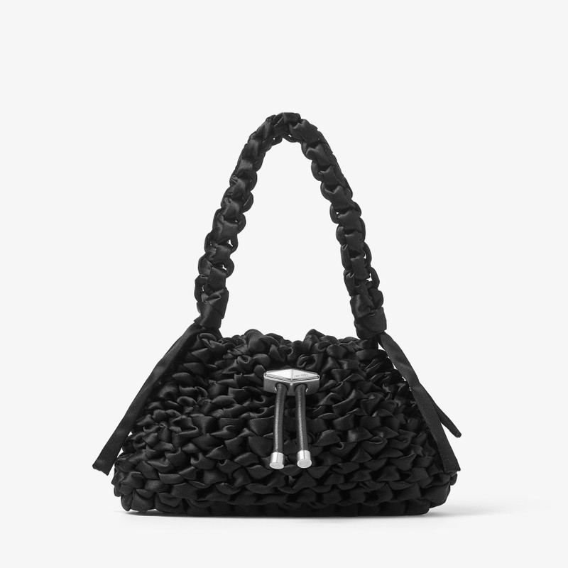 Cinch S Black Woven Satin Shoulder Bag 1