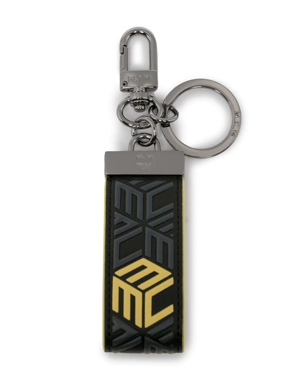 logo-embossed leather keychain - 1