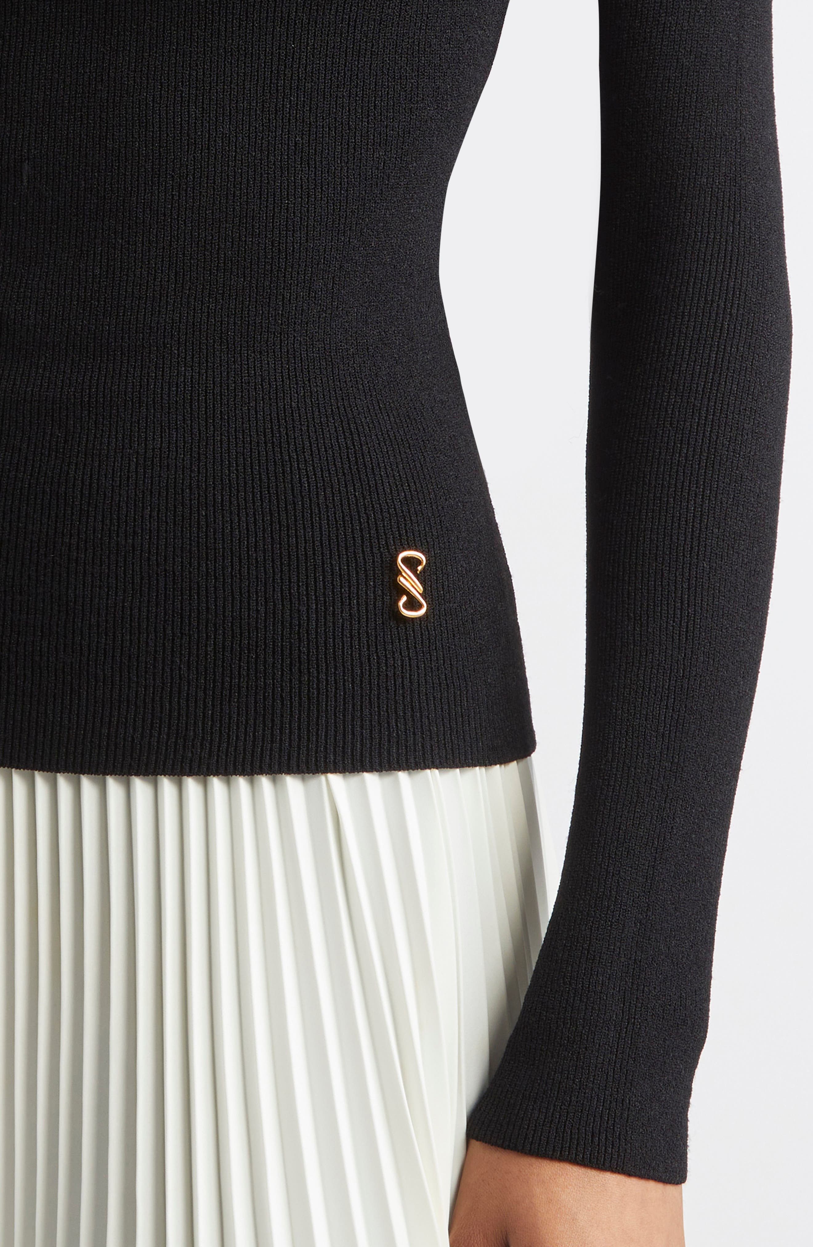 Proenza Schouler Fox Longline Logo Rib Turtleneck Top in Black at Nordstrom - 5