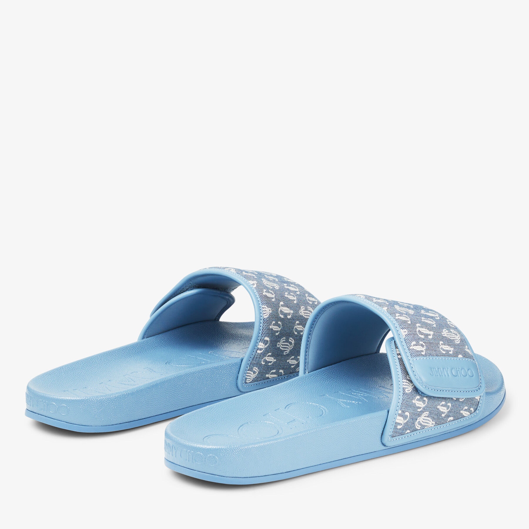 Fitz/M
Smoky Blue Nappa Leather and JC Monogram Denim Slides - 4