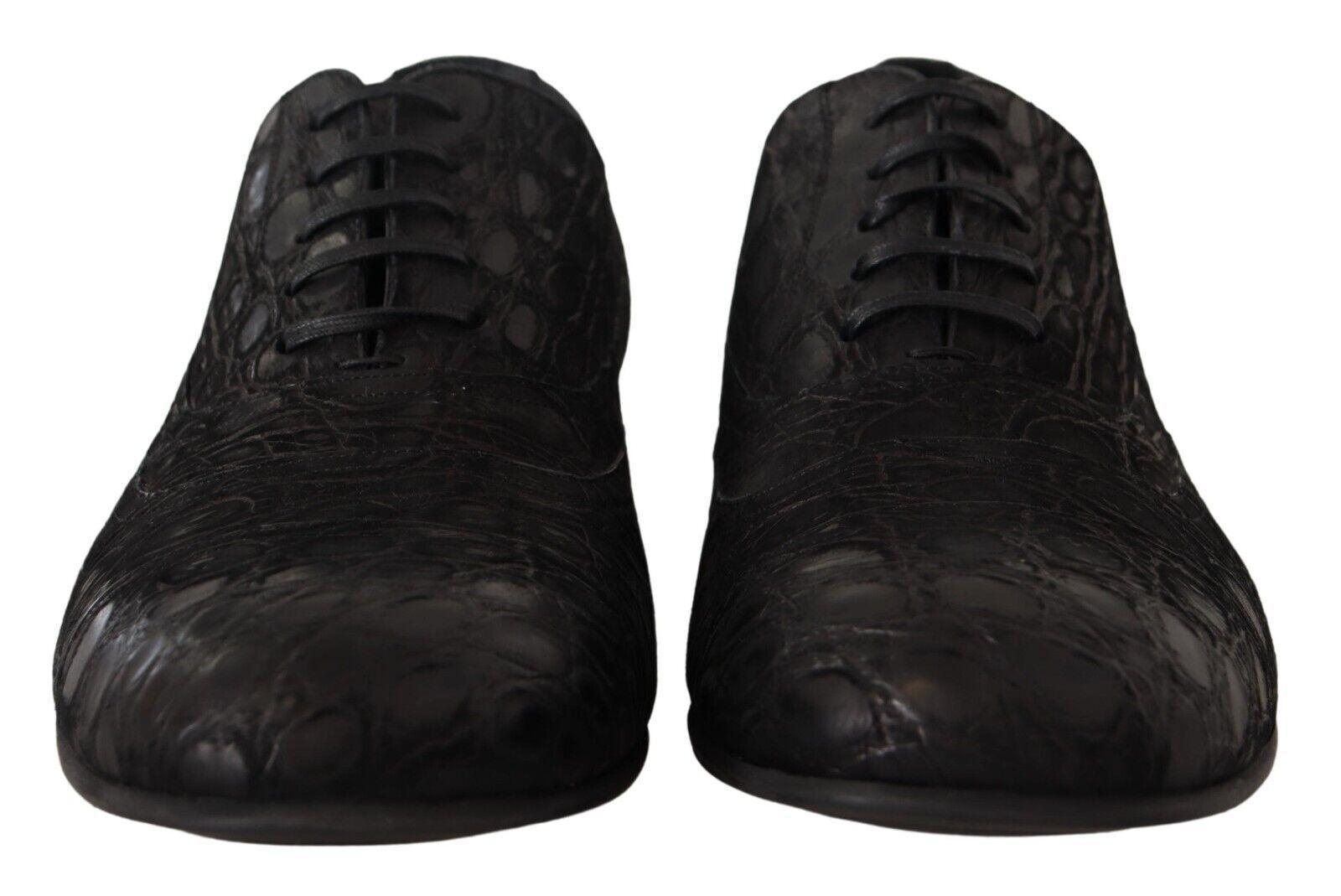 Dolce & Gabbana Black Caiman Leather Mens Oxford Shoes - 2