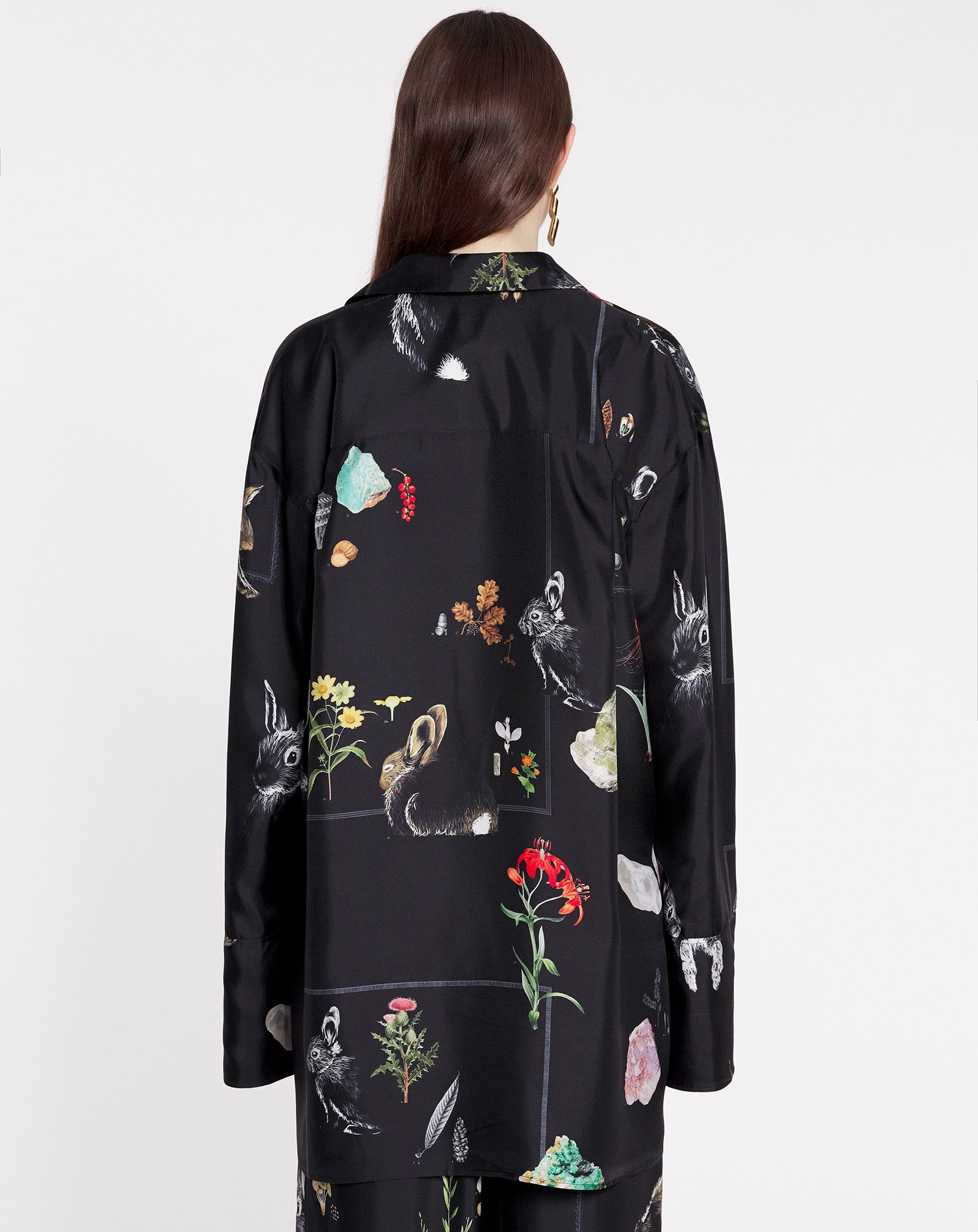 BOTANICAL PRINT LONG SLEEVE OVERSIZED RELAXED SHIRT - 4