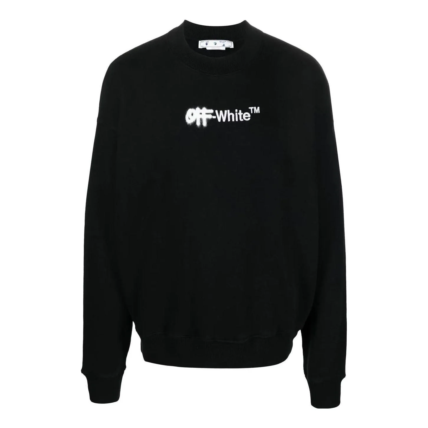Men's Off-White FW22 Logo Embroidered Round Neck Long Sleeves Black OMBA054F22FLE0011001 - 1