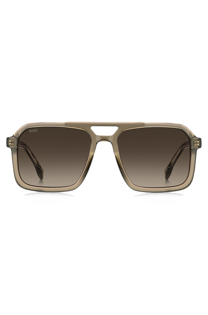 TRANSPARENT-BROWN SUNGLASSES WITH LOGO TRIM 3