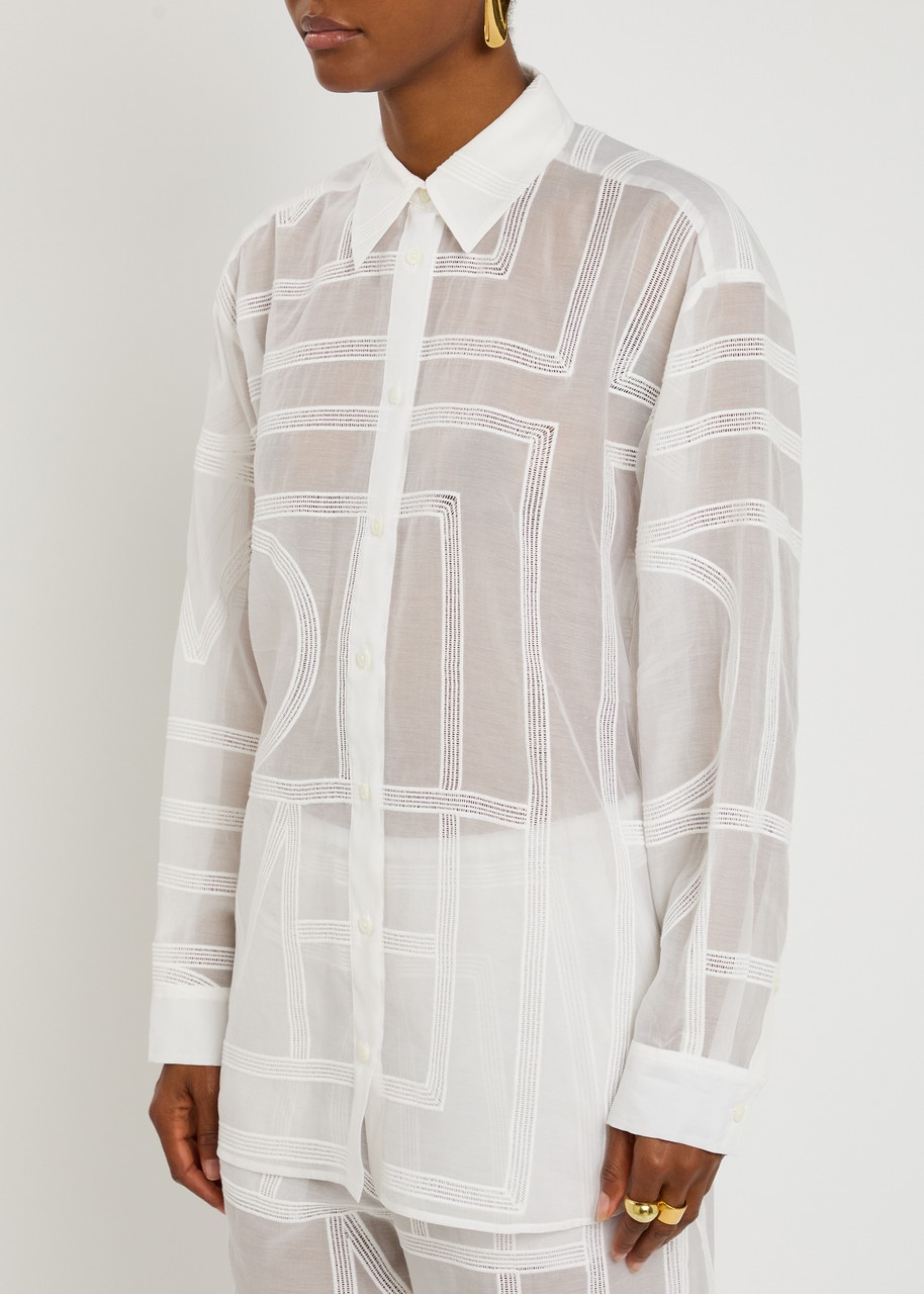 Toteme Logo Semi-sheer Cotton-blend Pyjama Shirt - 2