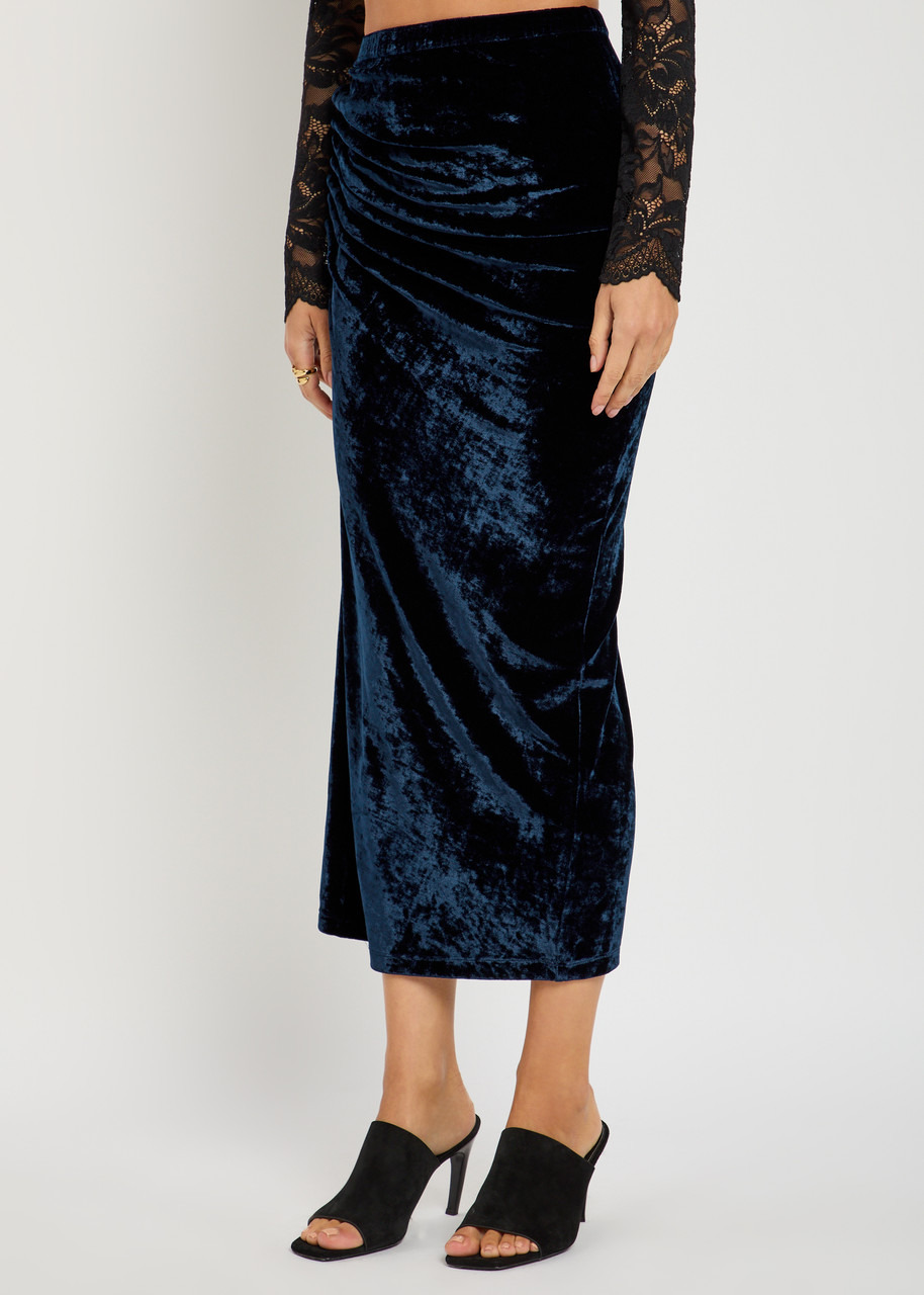 Rabanne Draped Velvet Midi Skirt - 2