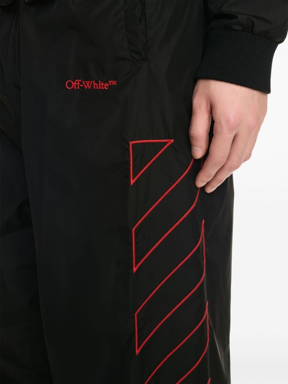 Diag-stripe embroidered track pants - 5