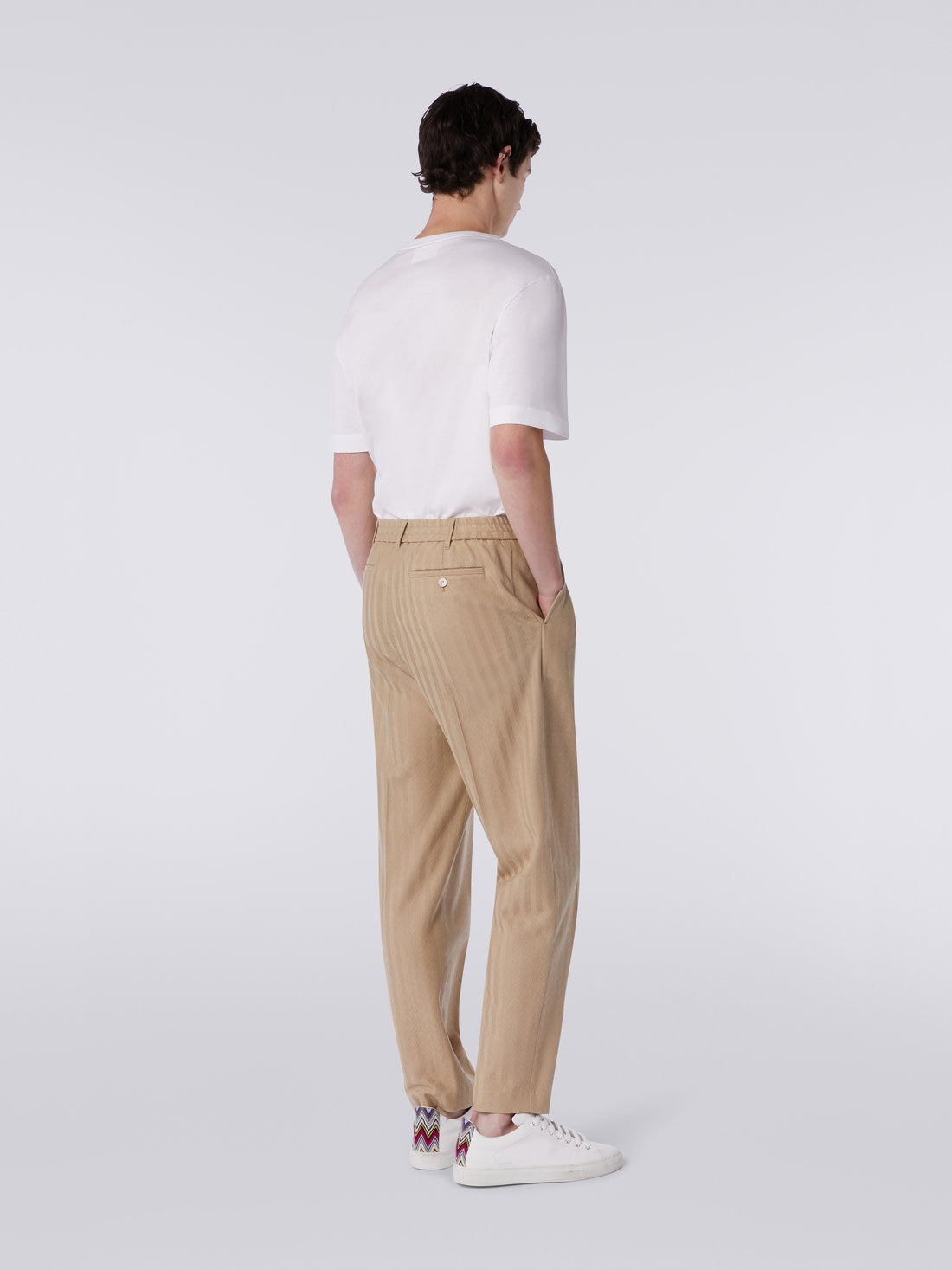Viscose and cotton chevron trousers with ironed crease - 4