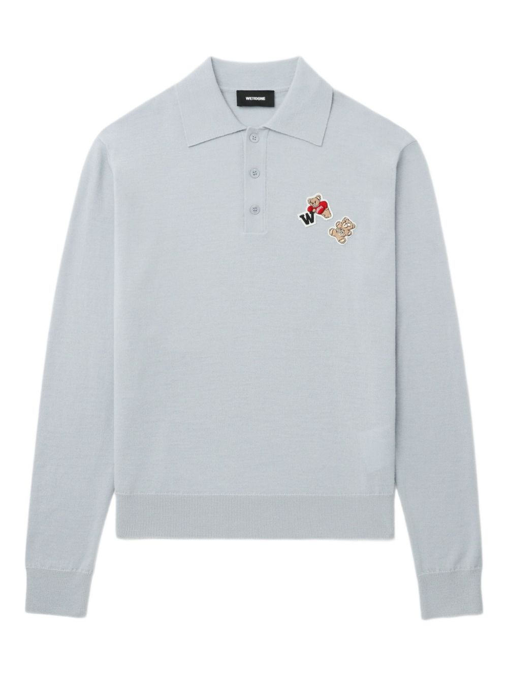 bear-embroidered polo-neck sweater - 1