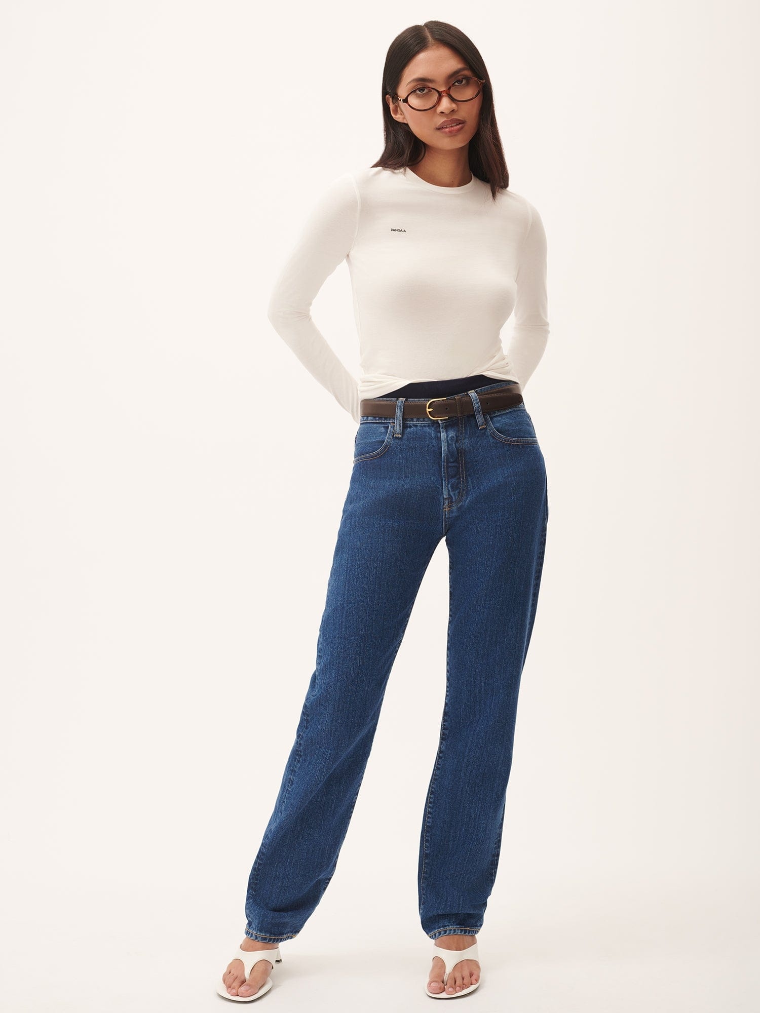 Womens 365 Cotton-Stretch Long-Sleeved Top - Off-White - 3