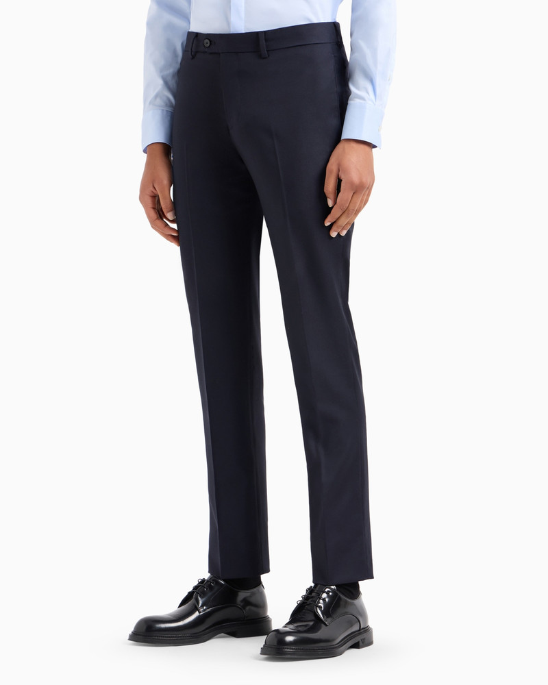 EMPORIO ARMANI Worsted virgin-wool, creased trousers outlook