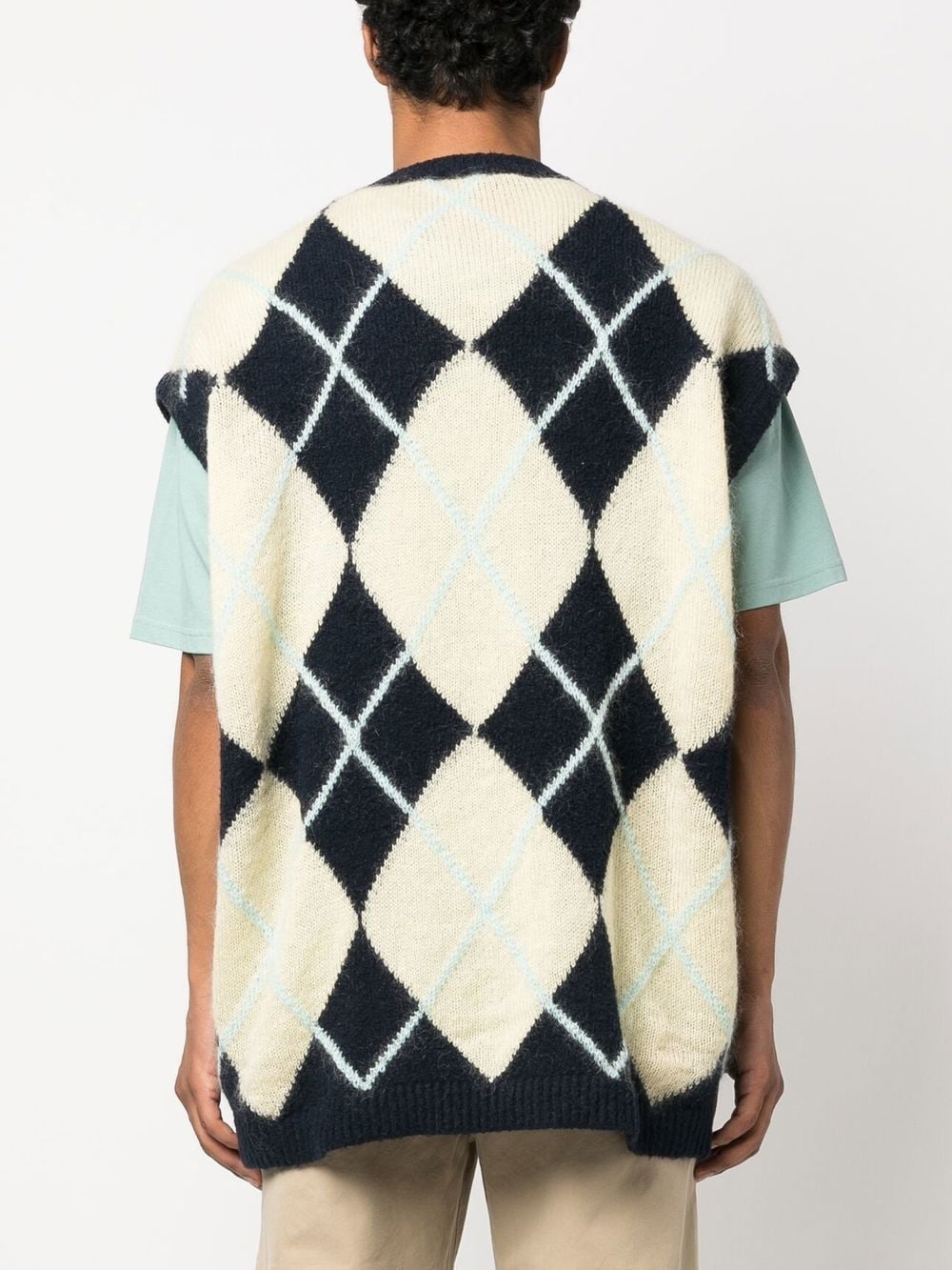 logo-patch argyle knitted vest - 4