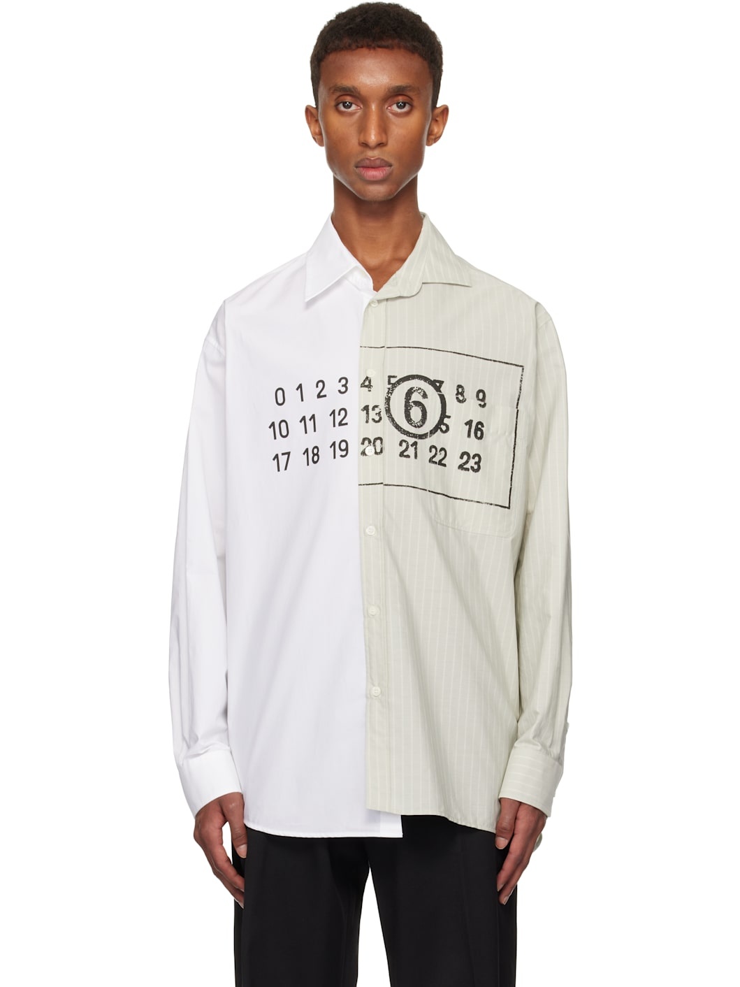 White & Green Numeric Shirt - 1