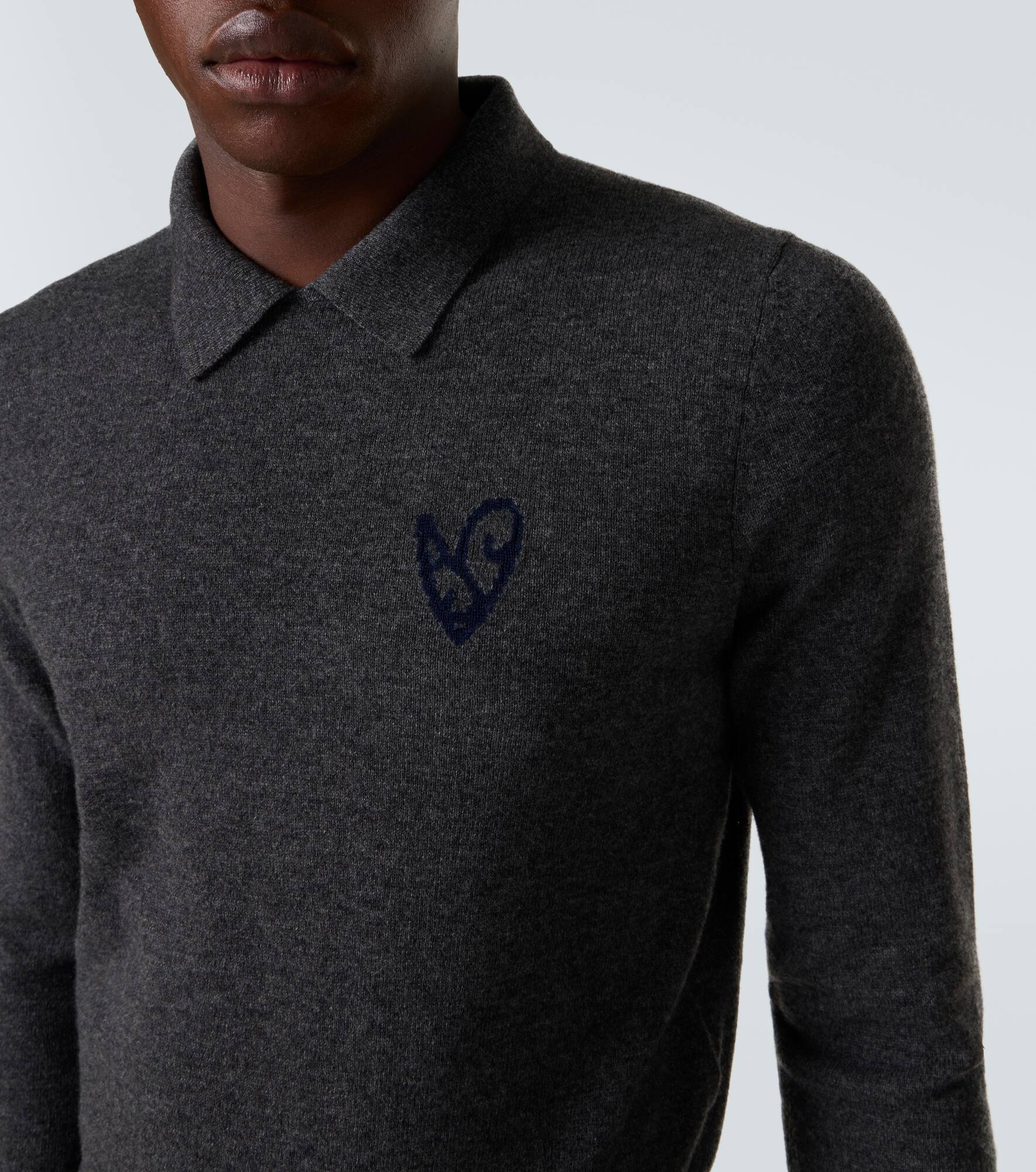 Jacquard wool and yak polo sweater - 6