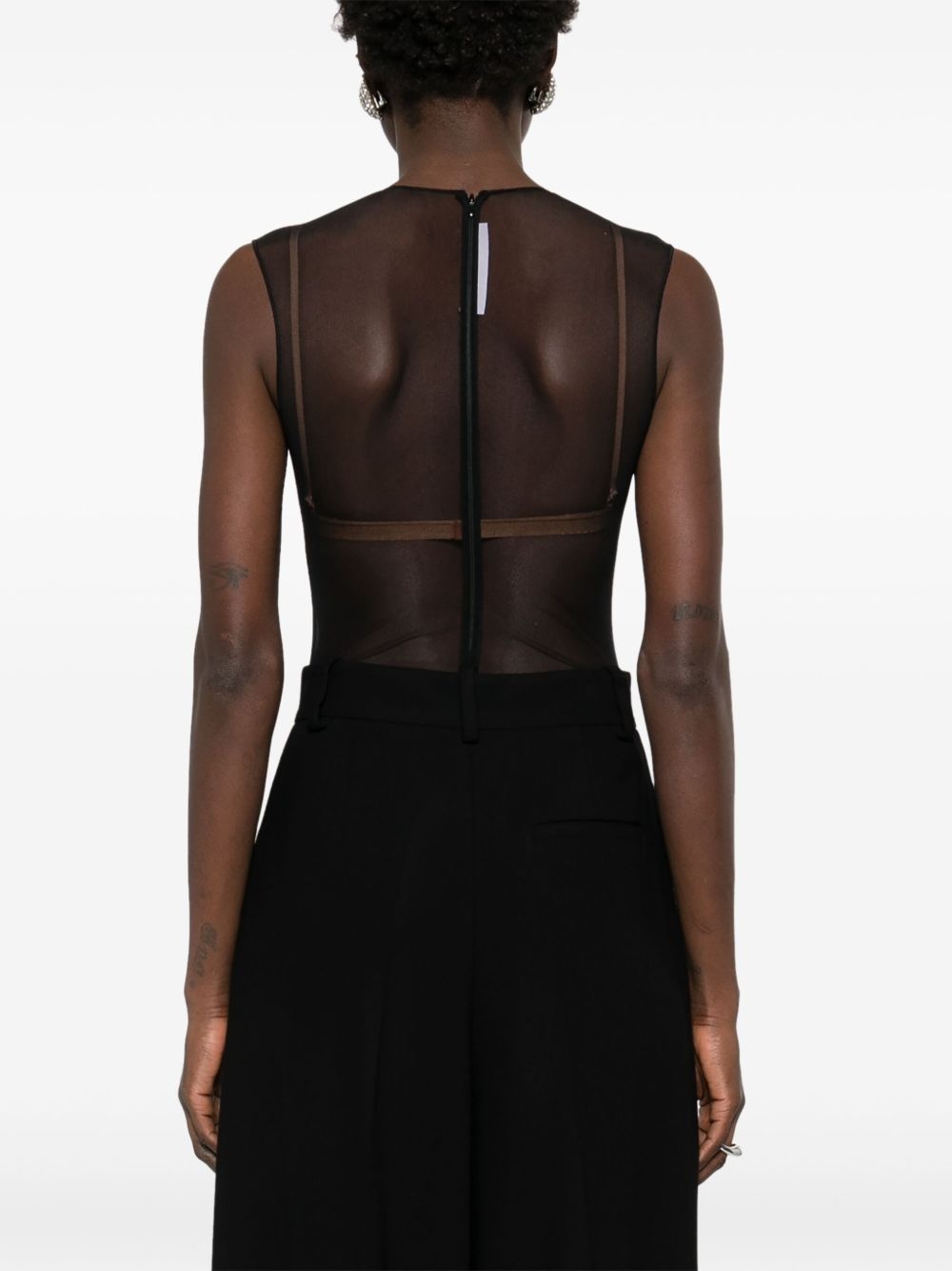 crew-neck mesh bodysuit - 4