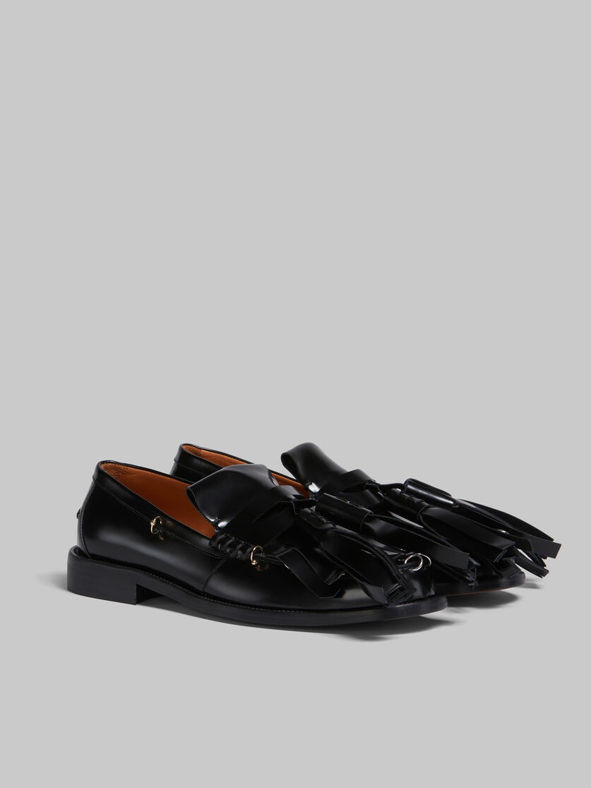 BLACK LEATHER BAMBI LOAFER WITH MAXI TASSELS - 2