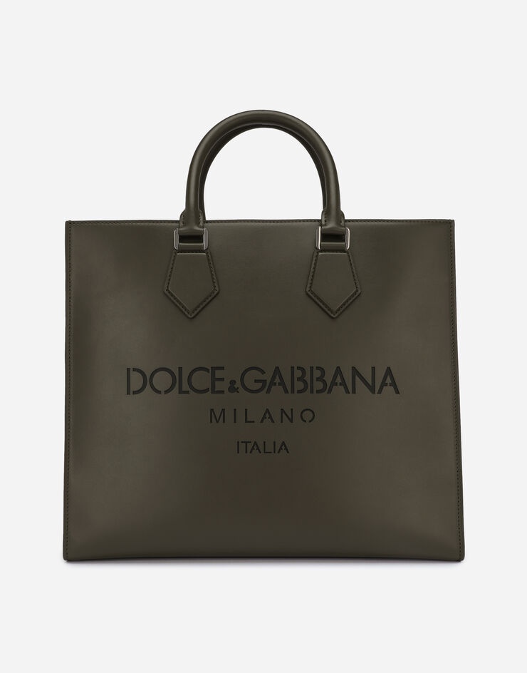 Large calfskin shopper with logo - 1