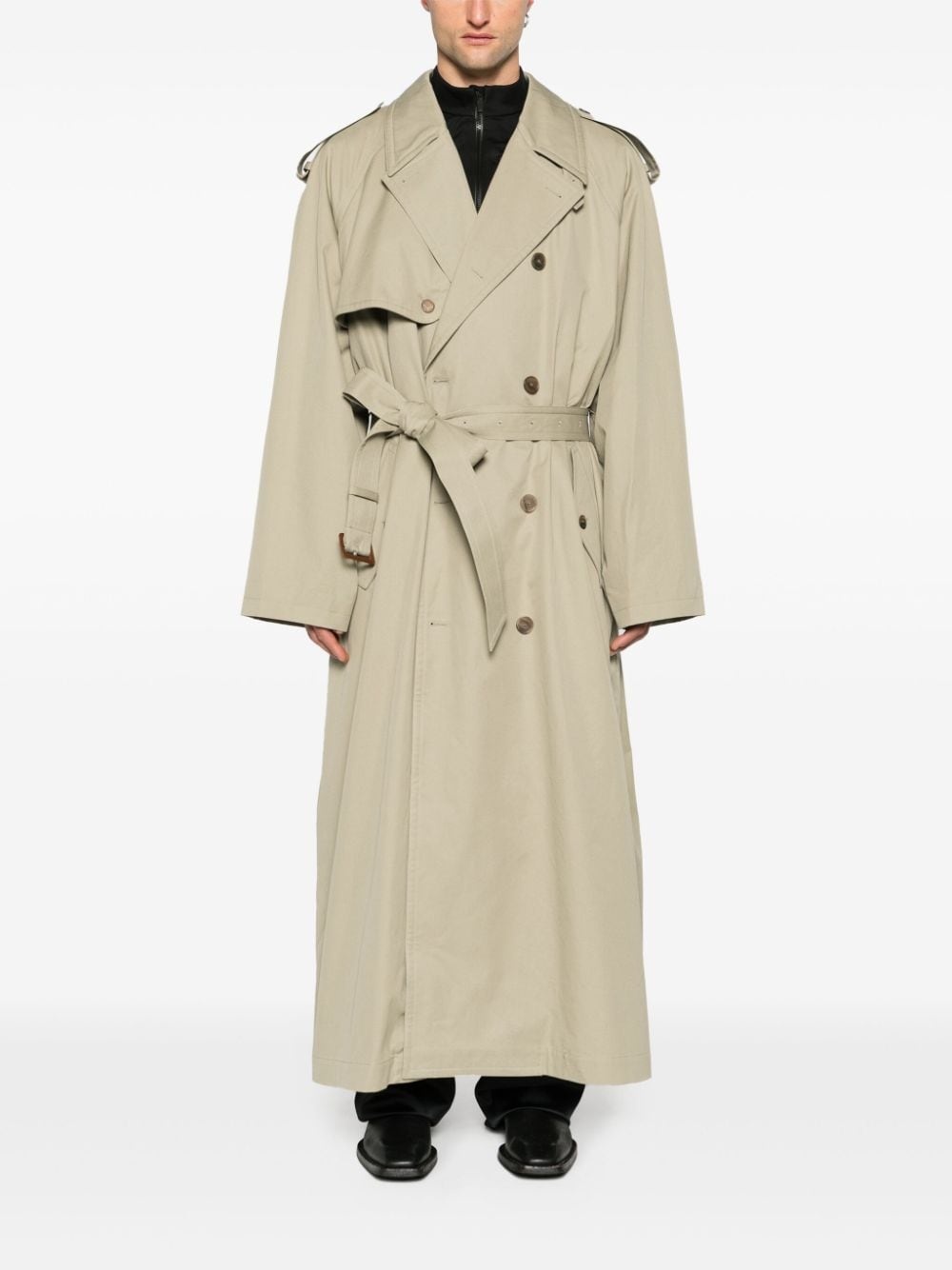 belted maxi trench coat - 3
