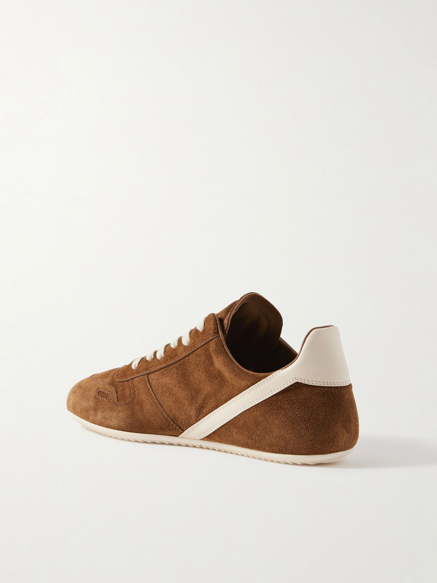Leather-Trimmed Suede Sneakers Light brown - 4