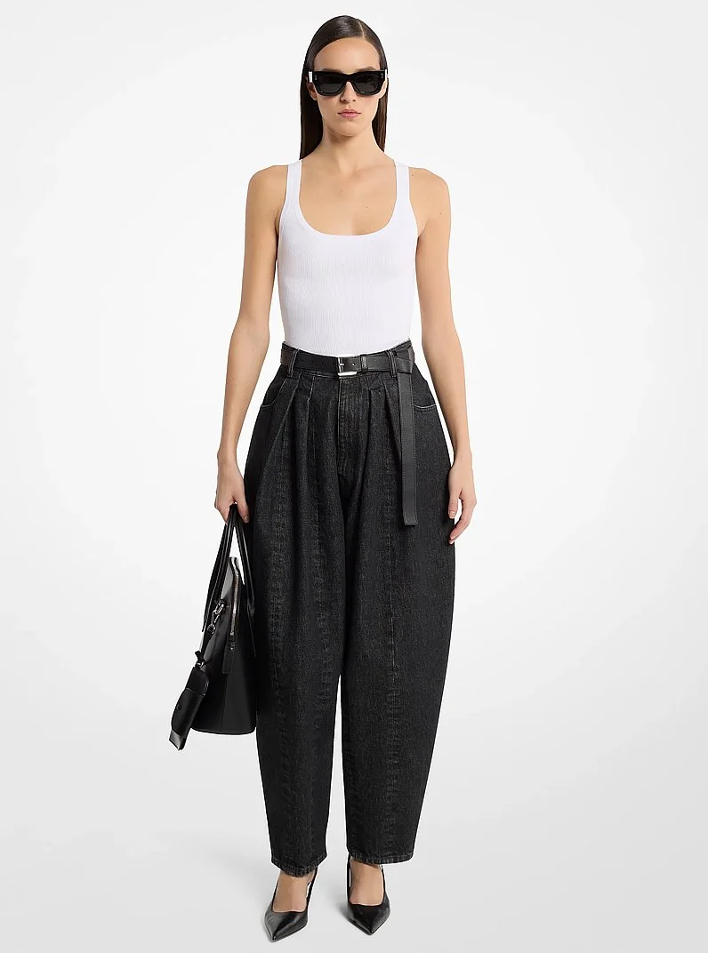 Courtney Pleated Denim Barrel Jeans - 1