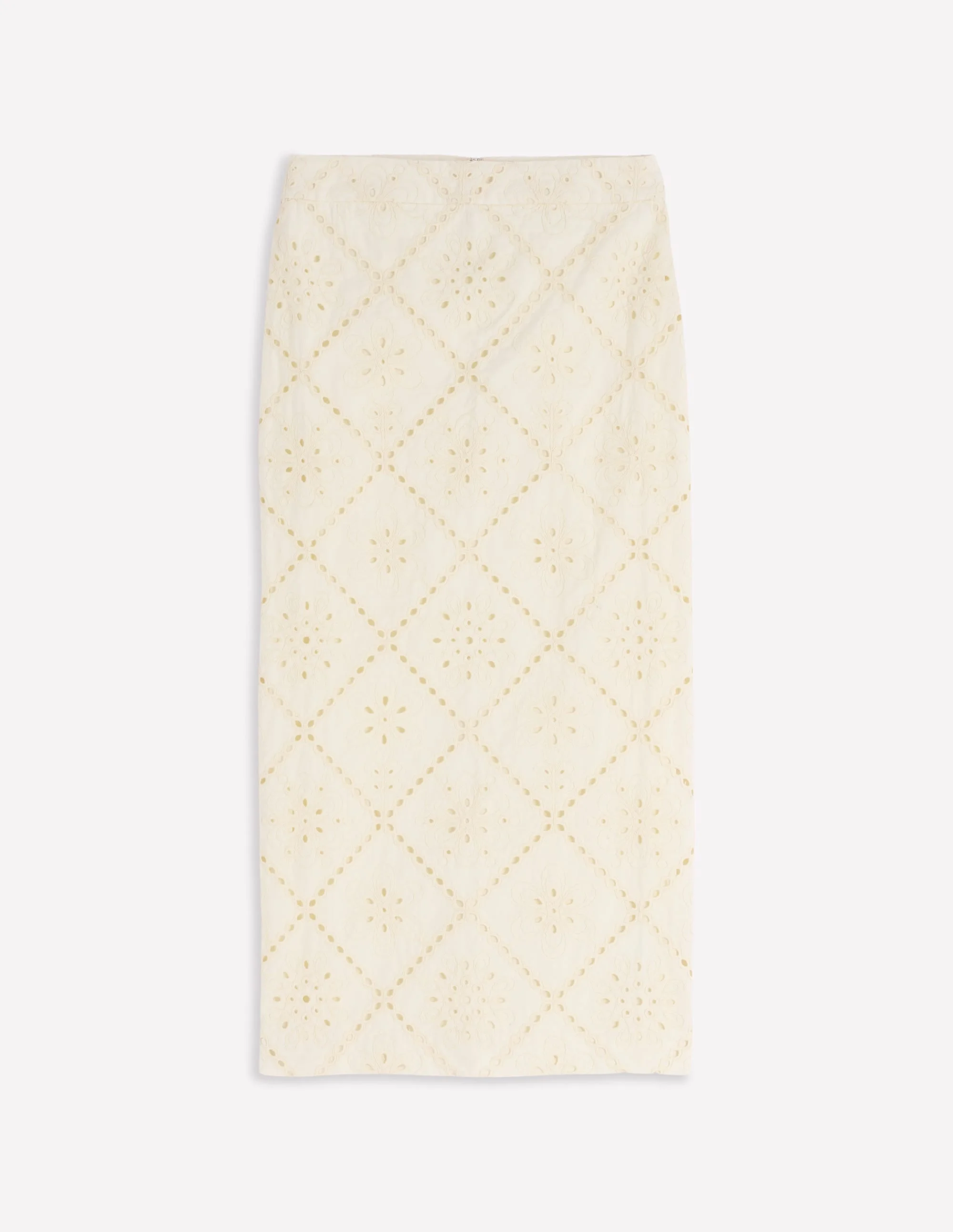 Textured Column Skirt-Ivory Broderie - 1