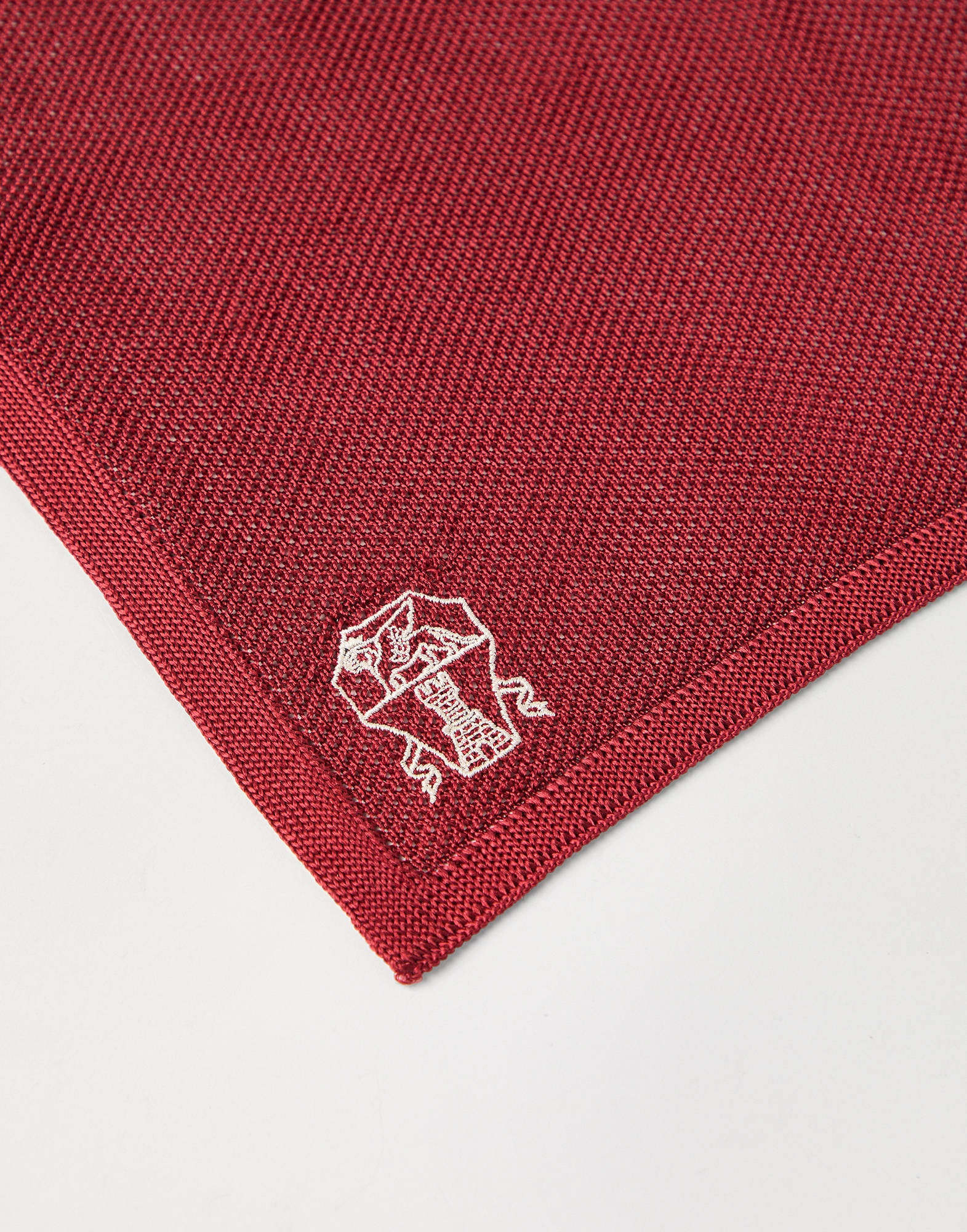 Silk knit pocket square with embroidered logo - 2