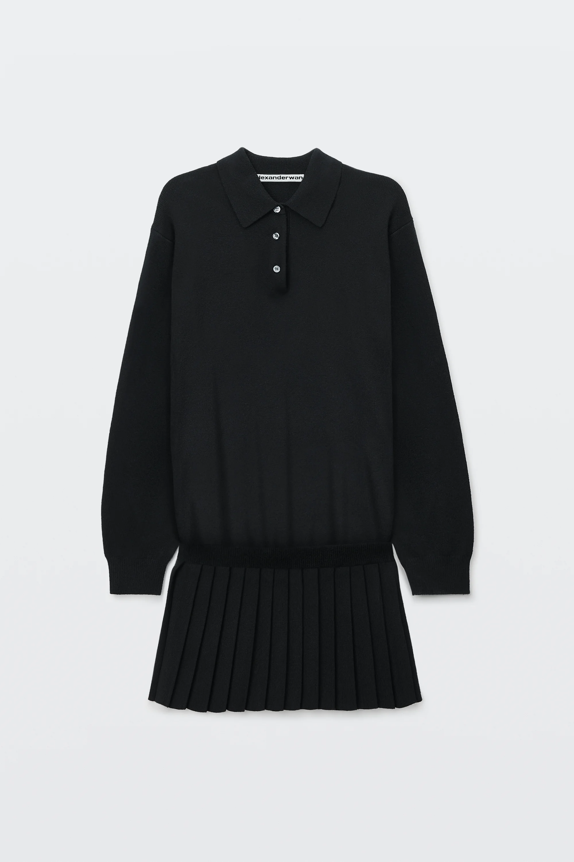 LONG SLEEVE POLO DRESS WITH HEAT PRESSED SKIRT - 1