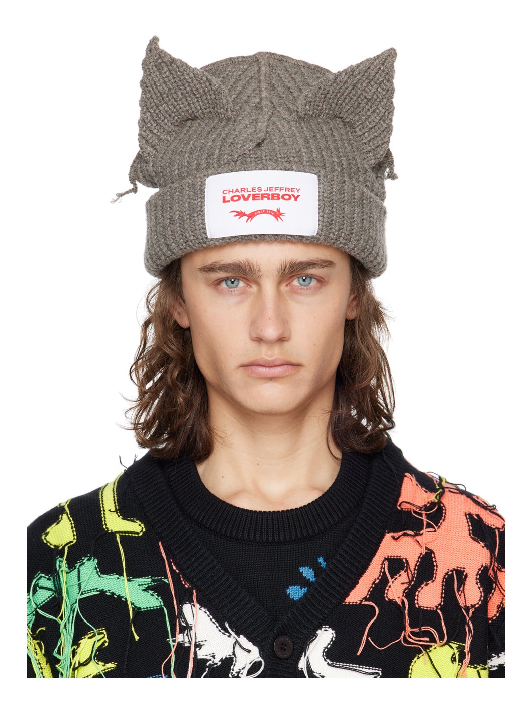 SSENSE Exclusive Gray Ears Beanie - 1