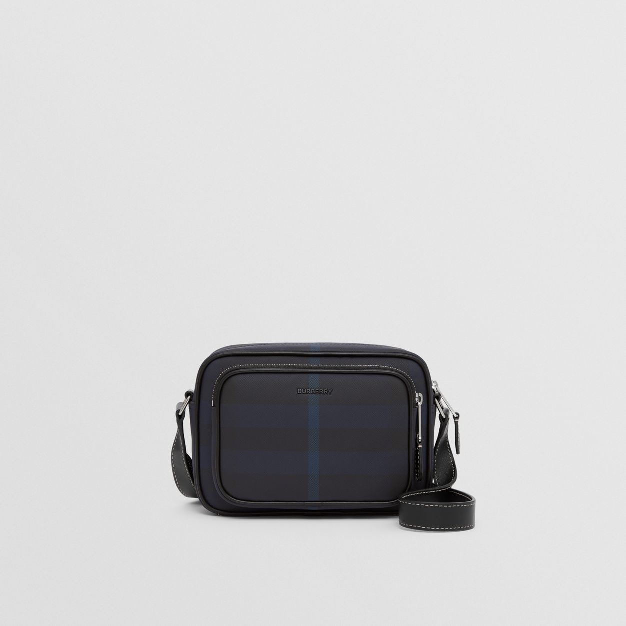 Exaggerated Check and Leather Crossbody Bag - 1