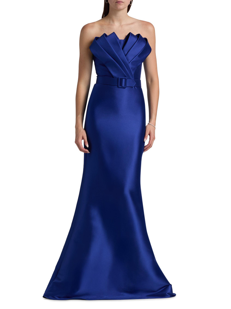 Women's Satin Strapless Evening Gown - Cobalt 3
