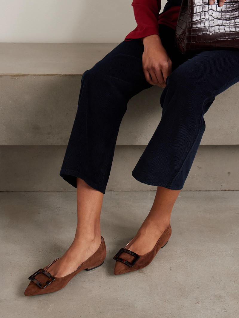 Roger Vivier Gommettine Buckled Suede Ballet Flats outlook