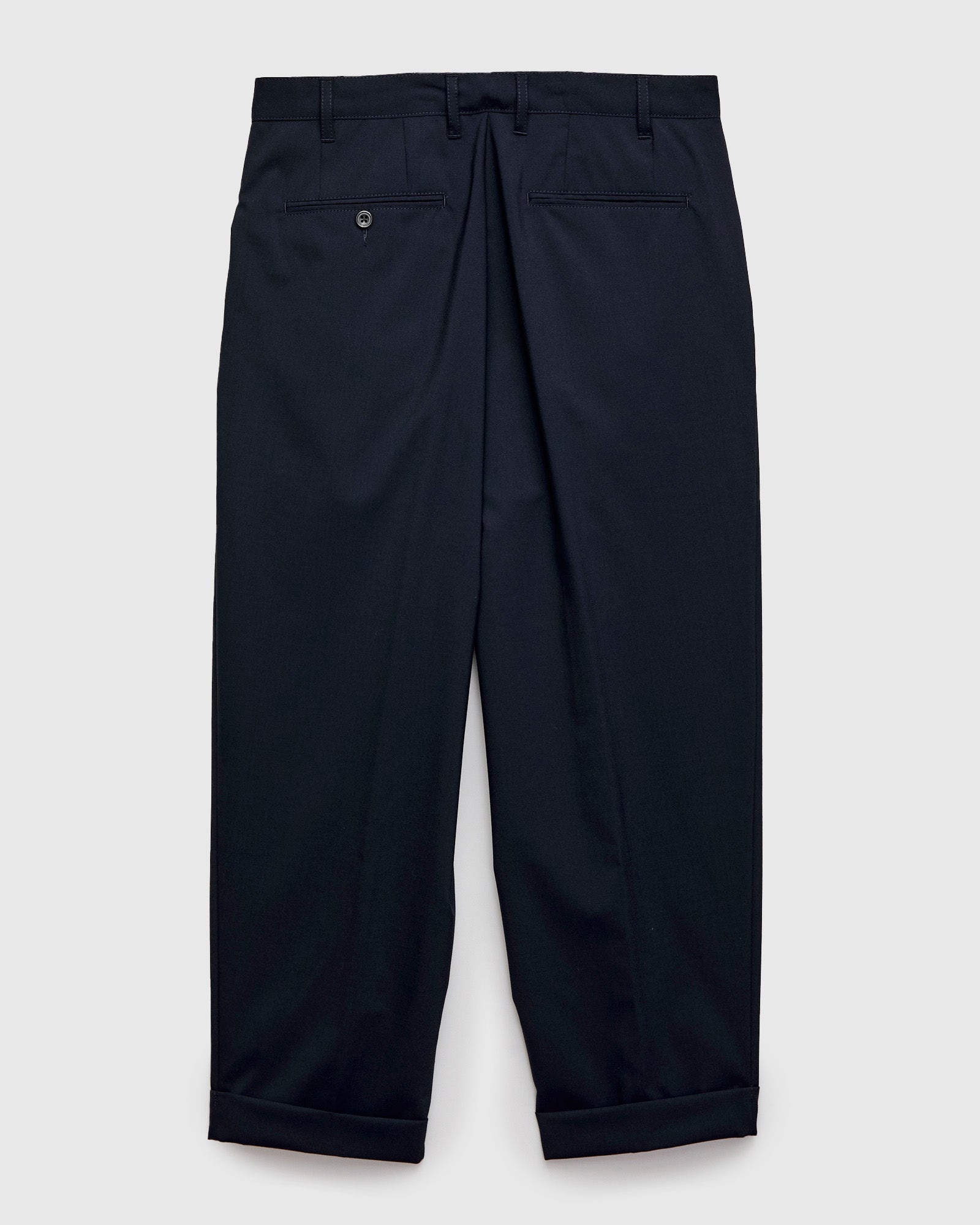 2-Pleat Tropical Wool Trousers in Dark Navy - 2