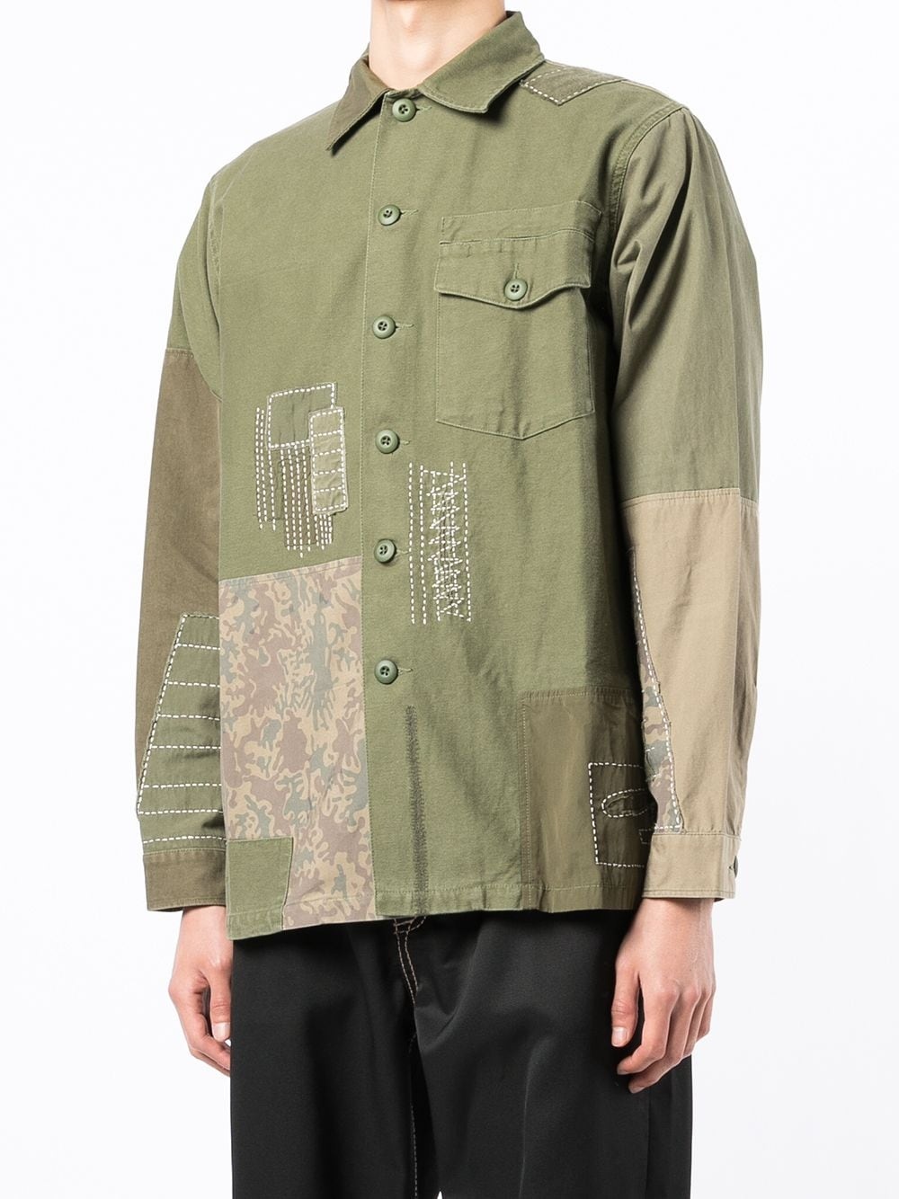 PATCHWORK-DETAIL COTTON SHIRT - 4